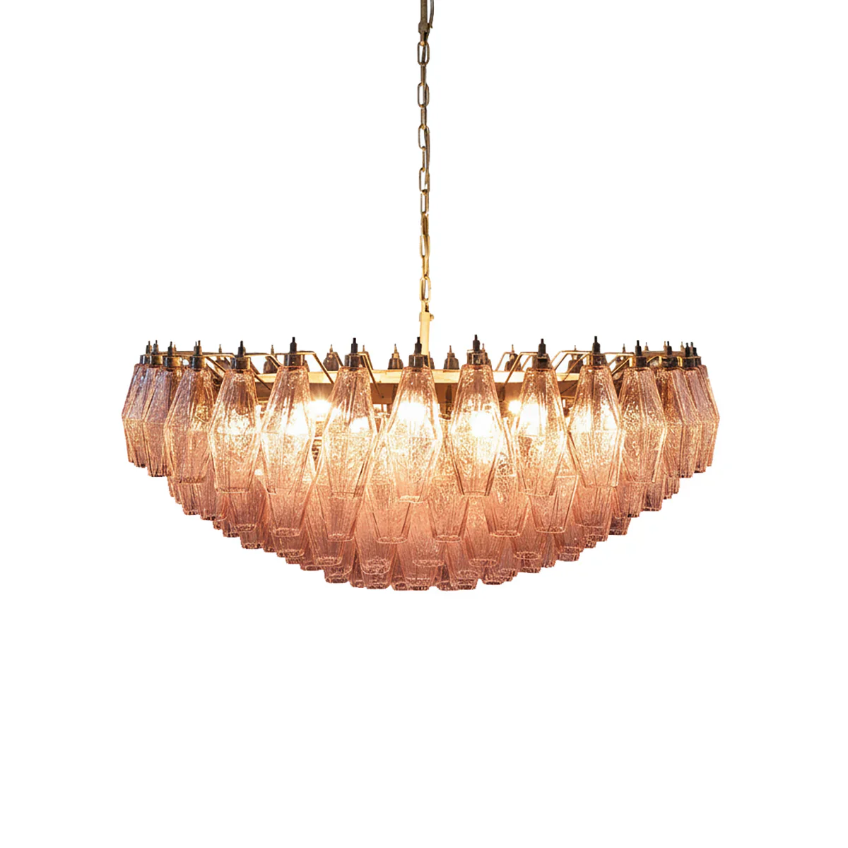 Pink Murano Rhombus Faceted Glass Chandelier