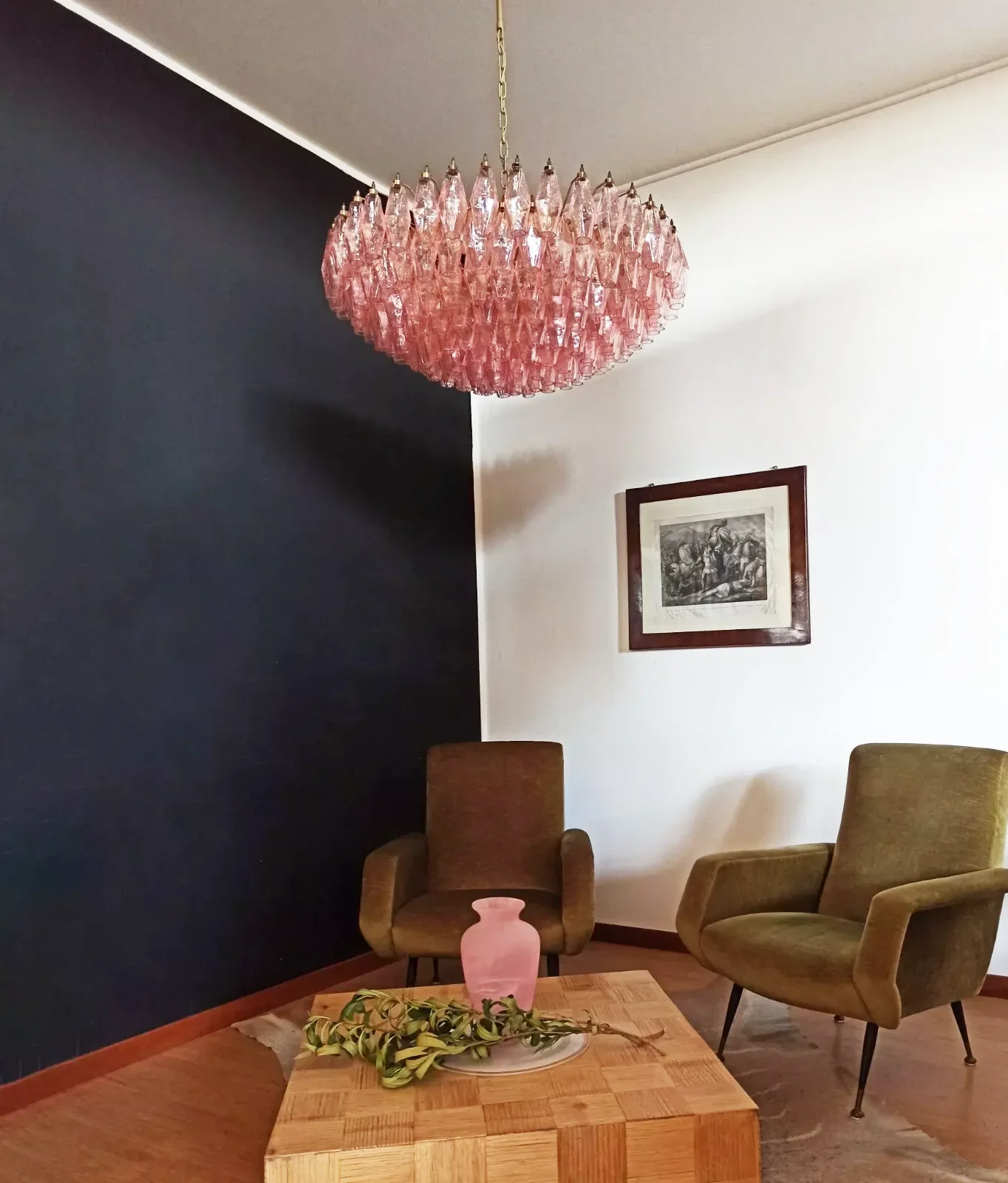 Pink Murano Rhombus Faceted Glass Chandelier - Image 14