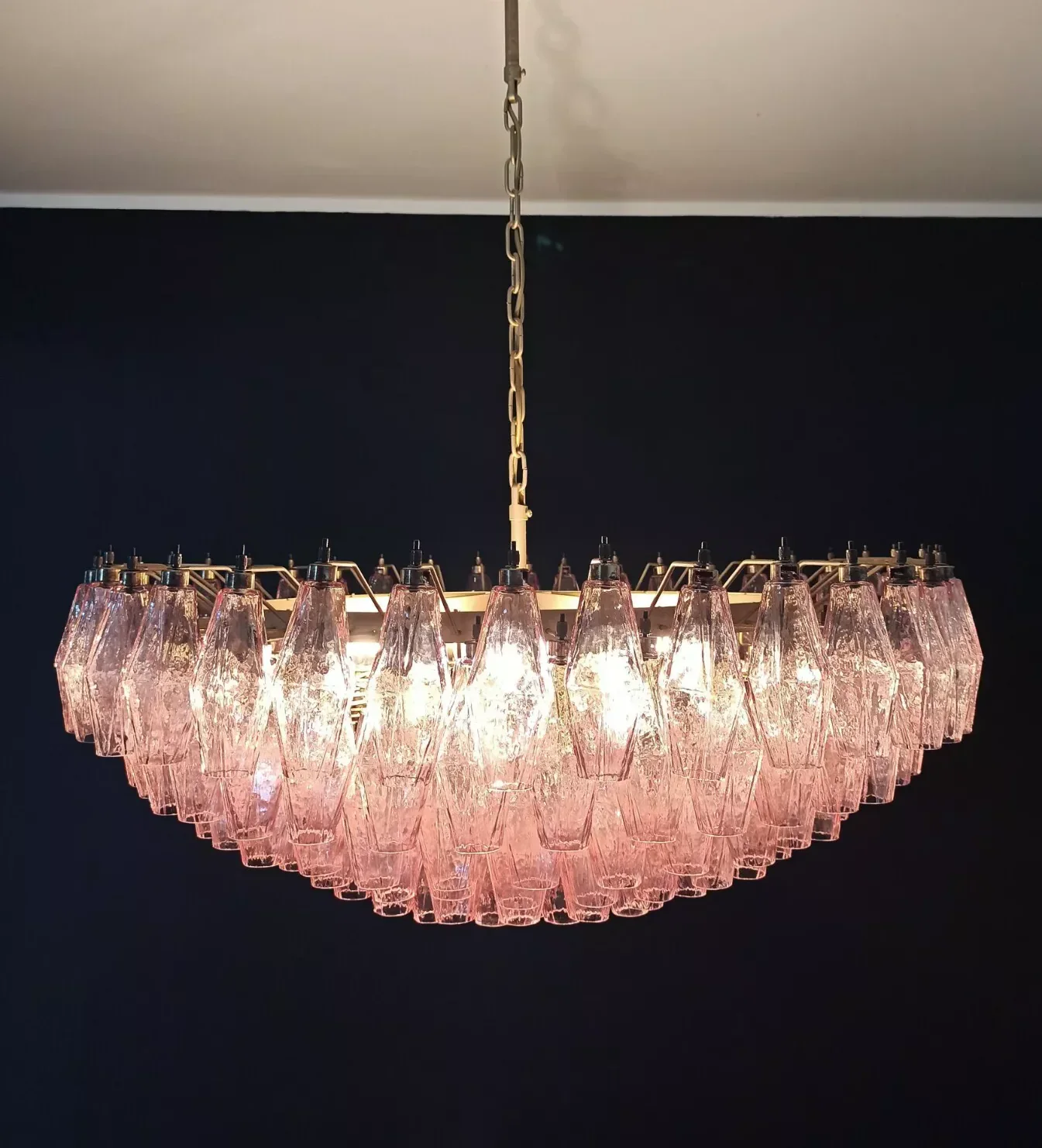 Pink Murano Rhombus Faceted Glass Chandelier - Image 16