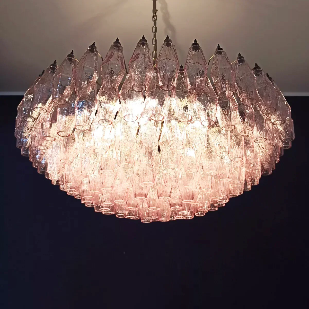 Pink Murano Rhombus Faceted Glass Chandelier - Image 17
