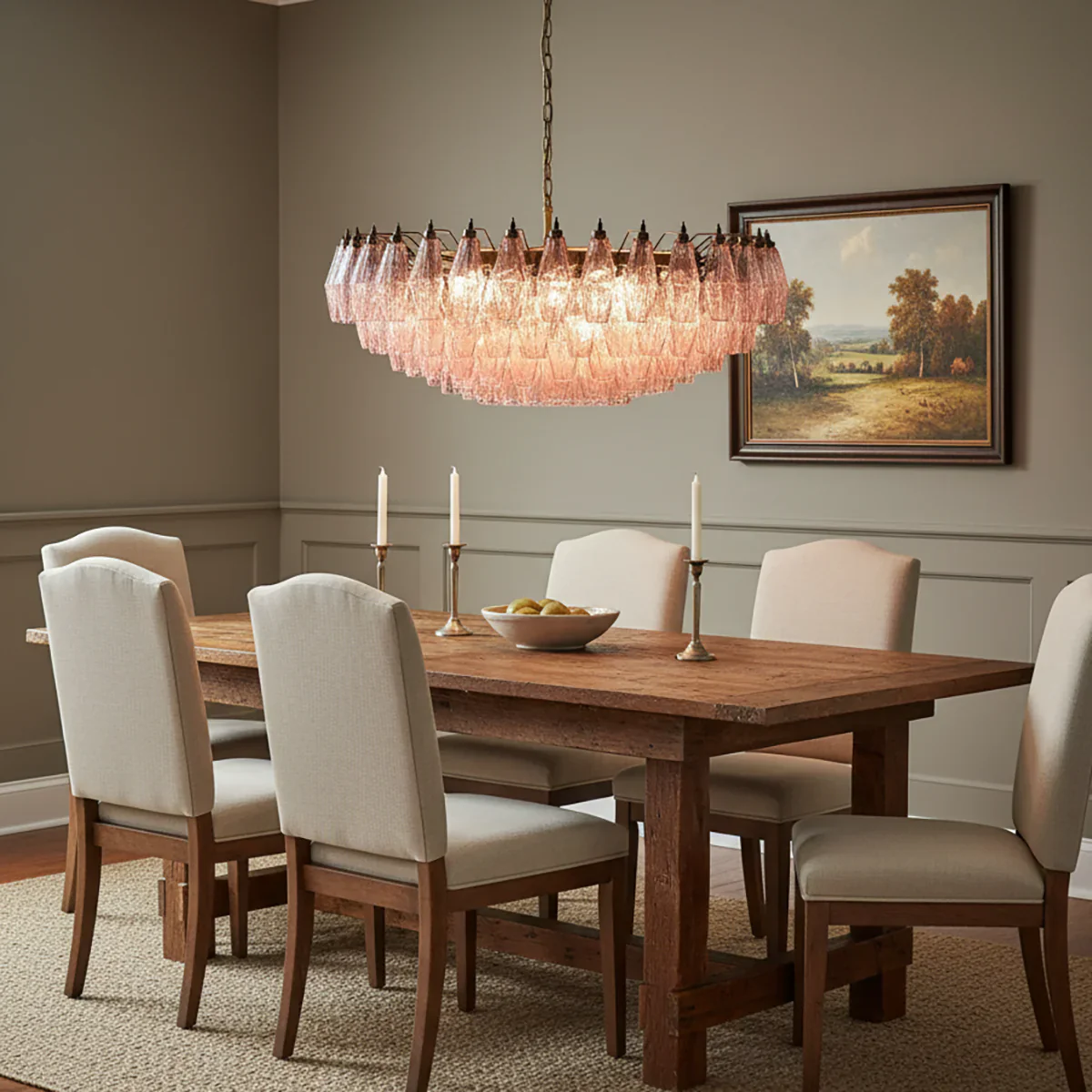 Pink Murano Rhombus Faceted Glass Chandelier - Image 2