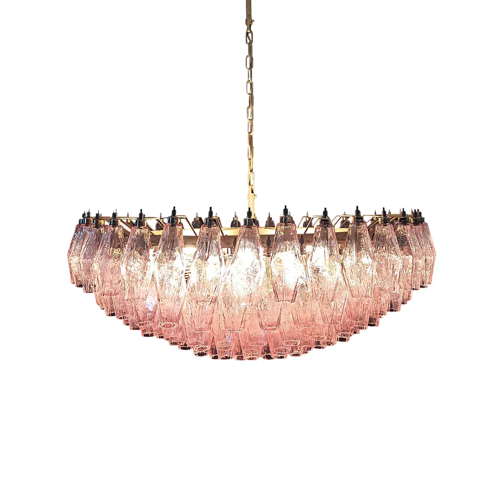 Pink Murano Rhombus Faceted Glass Chandelier - Image 20
