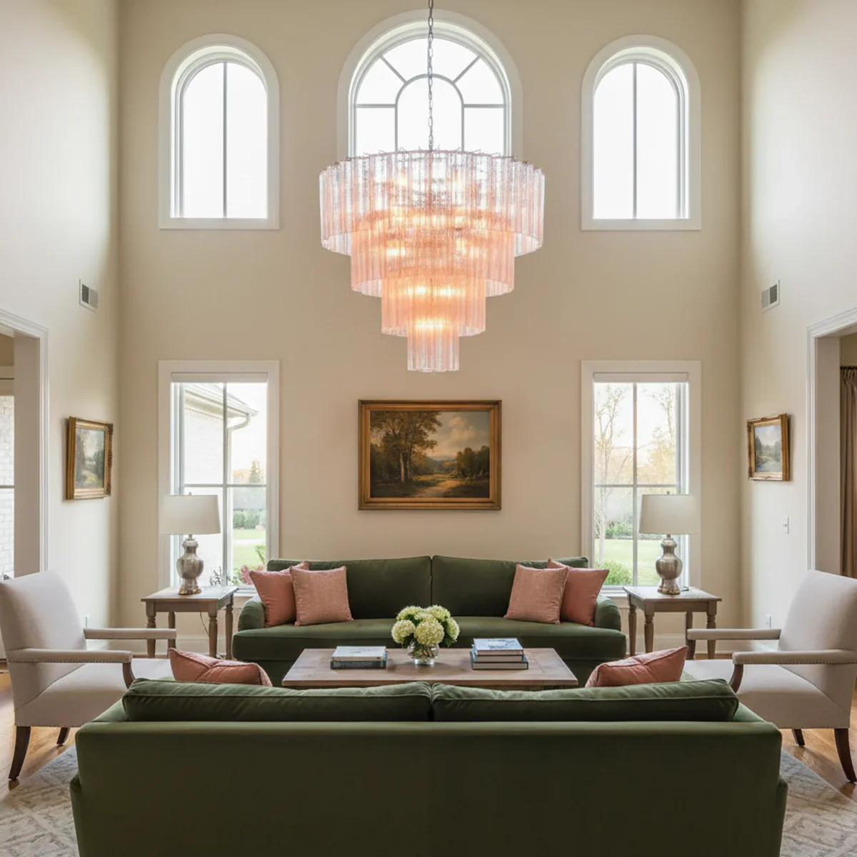 Pink Murano Star Shaped Glass Tube Chandelier - Image 11