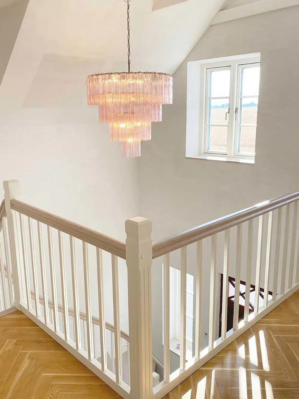 Pink Murano Star Shaped Glass Tube Chandelier - Image 15