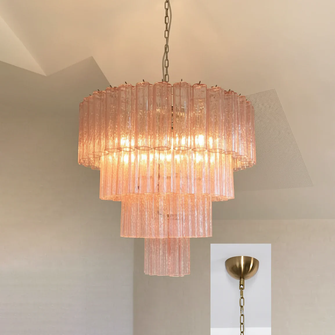 Pink Murano Star Shaped Glass Tube Chandelier - Image 17