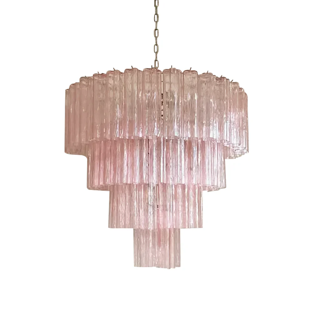 Pink Murano Star Shaped Glass Tube Chandelier - Image 20