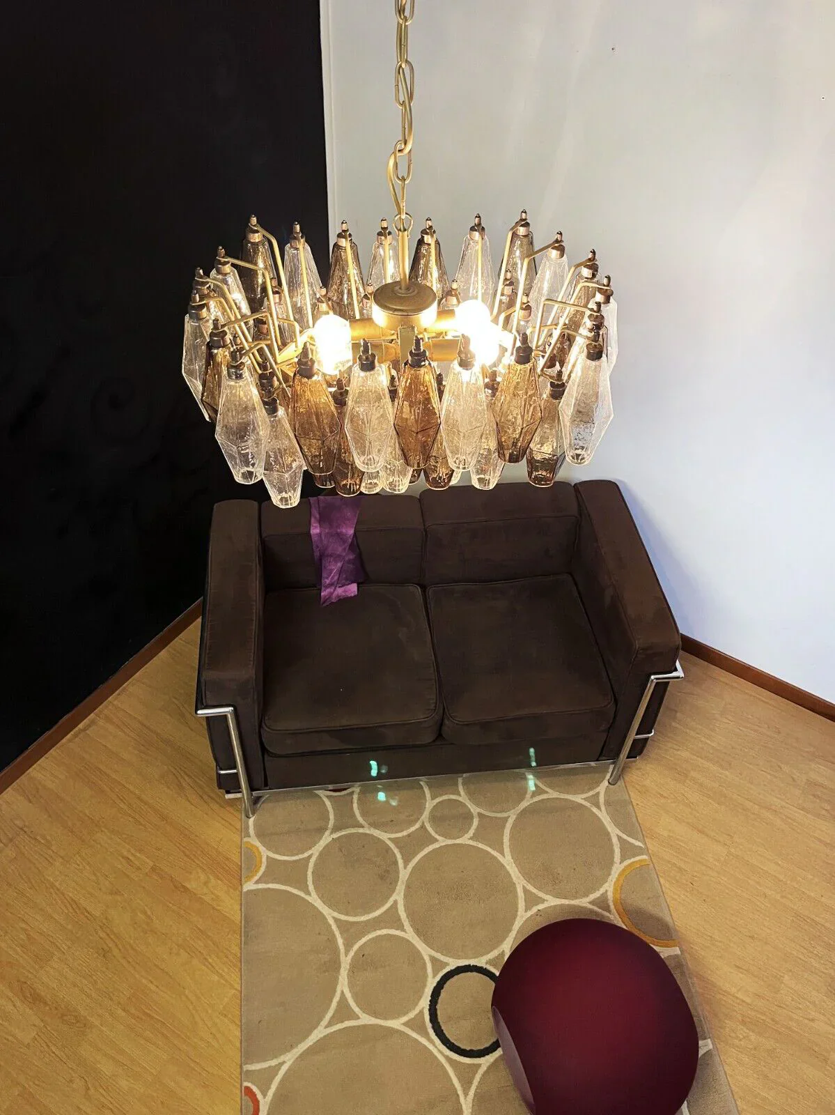 Poliedri Murano Transparent Smoked Chandelier - Image 10