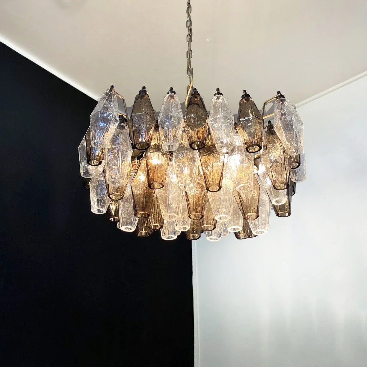 Poliedri Murano Transparent Smoked Chandelier - Image 12