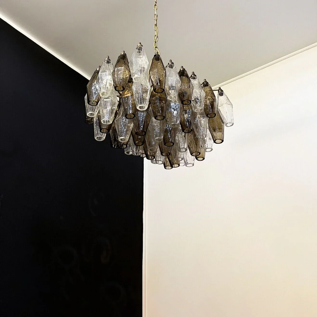 Poliedri Murano Transparent Smoked Chandelier - Image 13