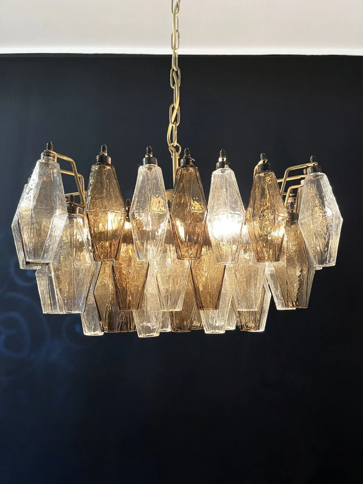 Poliedri Murano Transparent Smoked Chandelier - Image 14