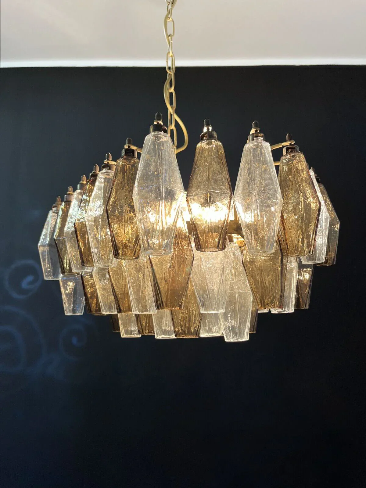 Poliedri Murano Transparent Smoked Chandelier - Image 15