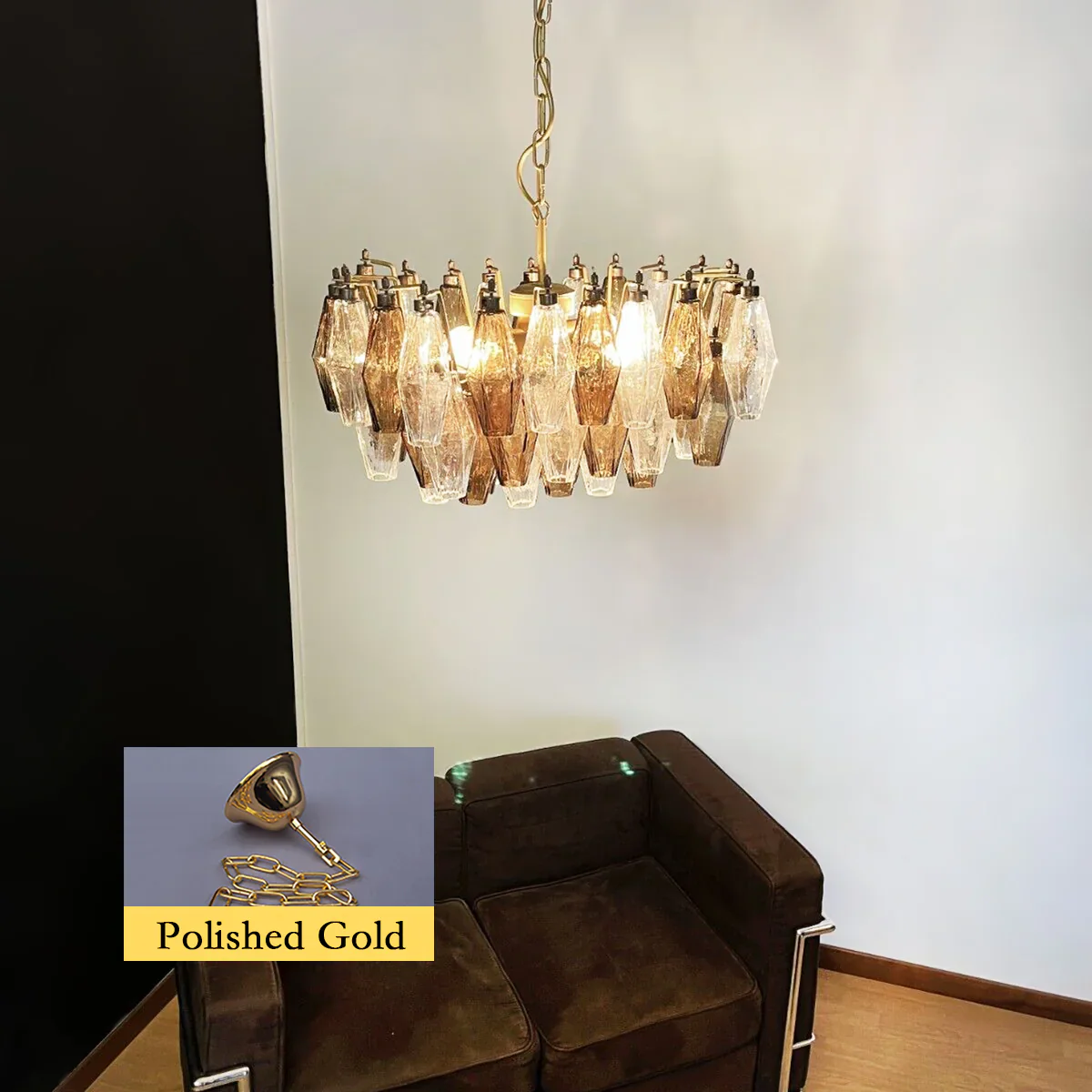 Poliedri Murano Transparent Smoked Chandelier - Image 21