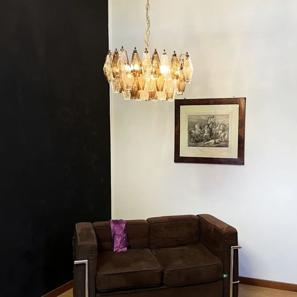 Poliedri Murano Transparent Smoked Chandelier - Image 3
