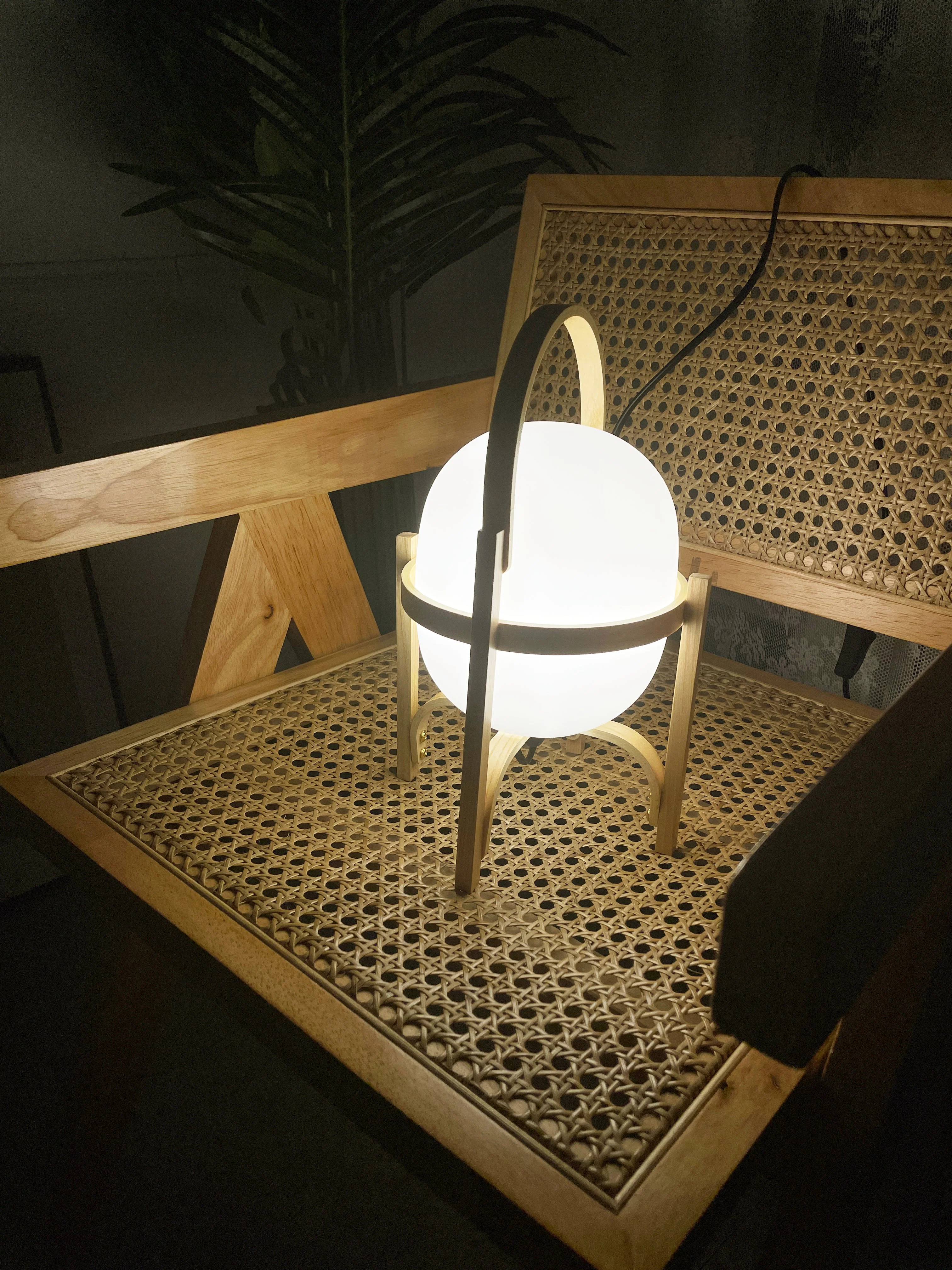 Portable Wood Lantern Glass Table Lamp - Image 11