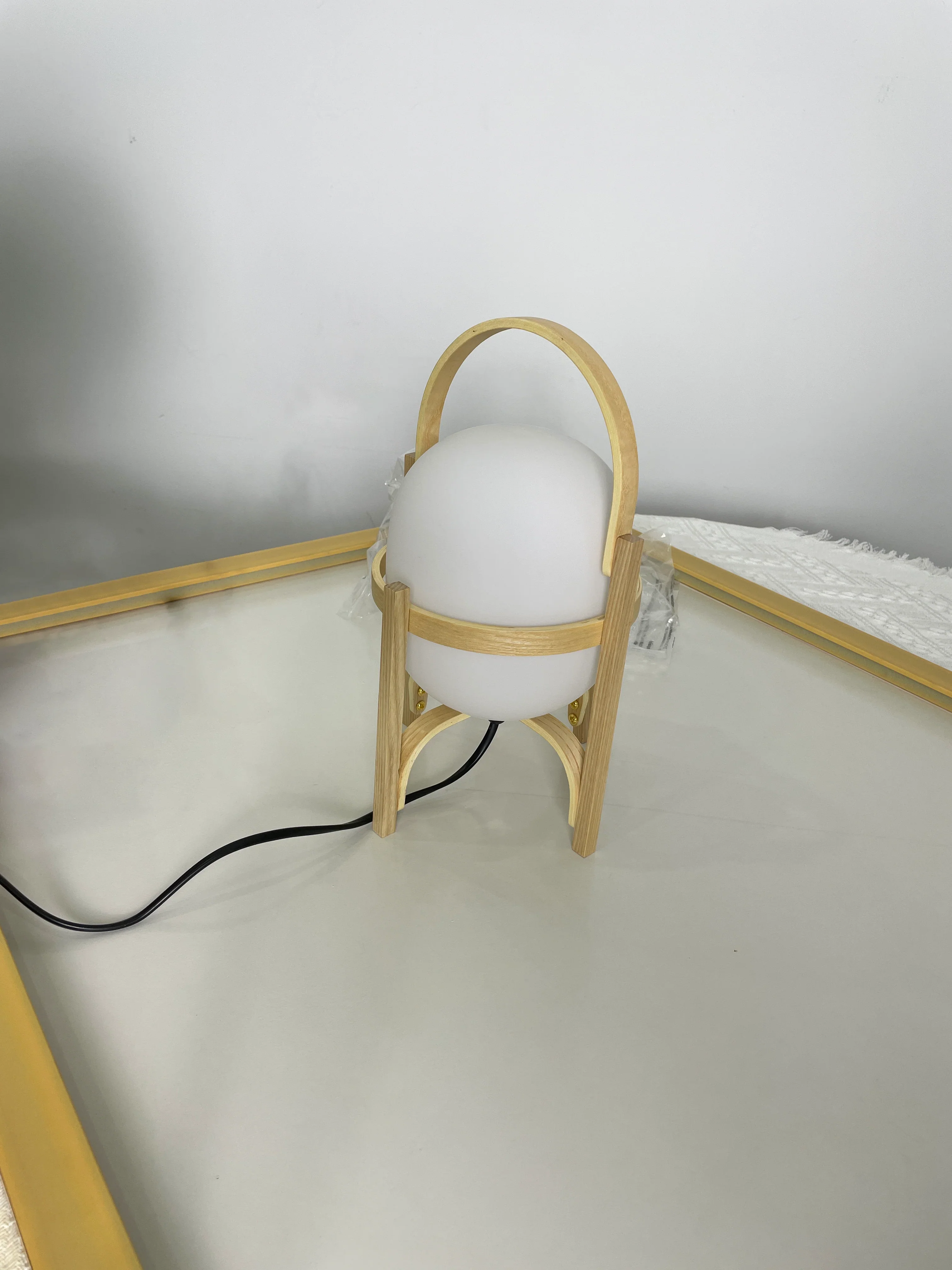 Portable Wood Lantern Glass Table Lamp - Image 20