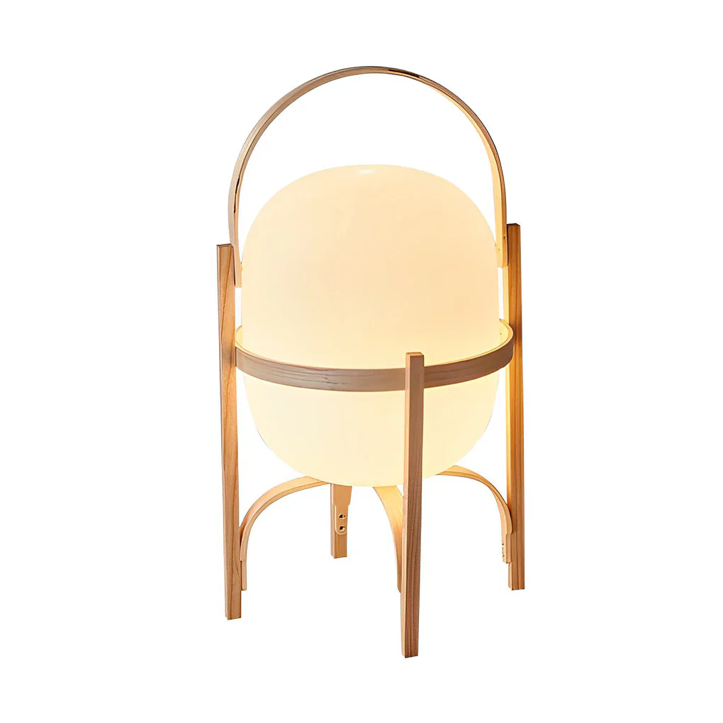 Portable Wood Lantern Glass Table Lamp - Image 29