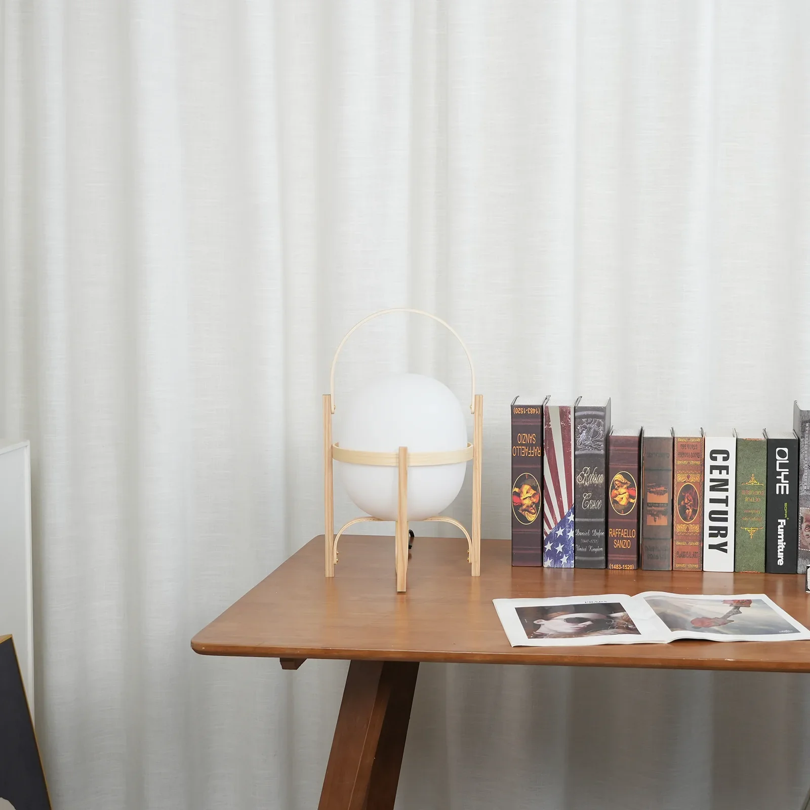 Portable Wood Lantern Glass Table Lamp - Image 8