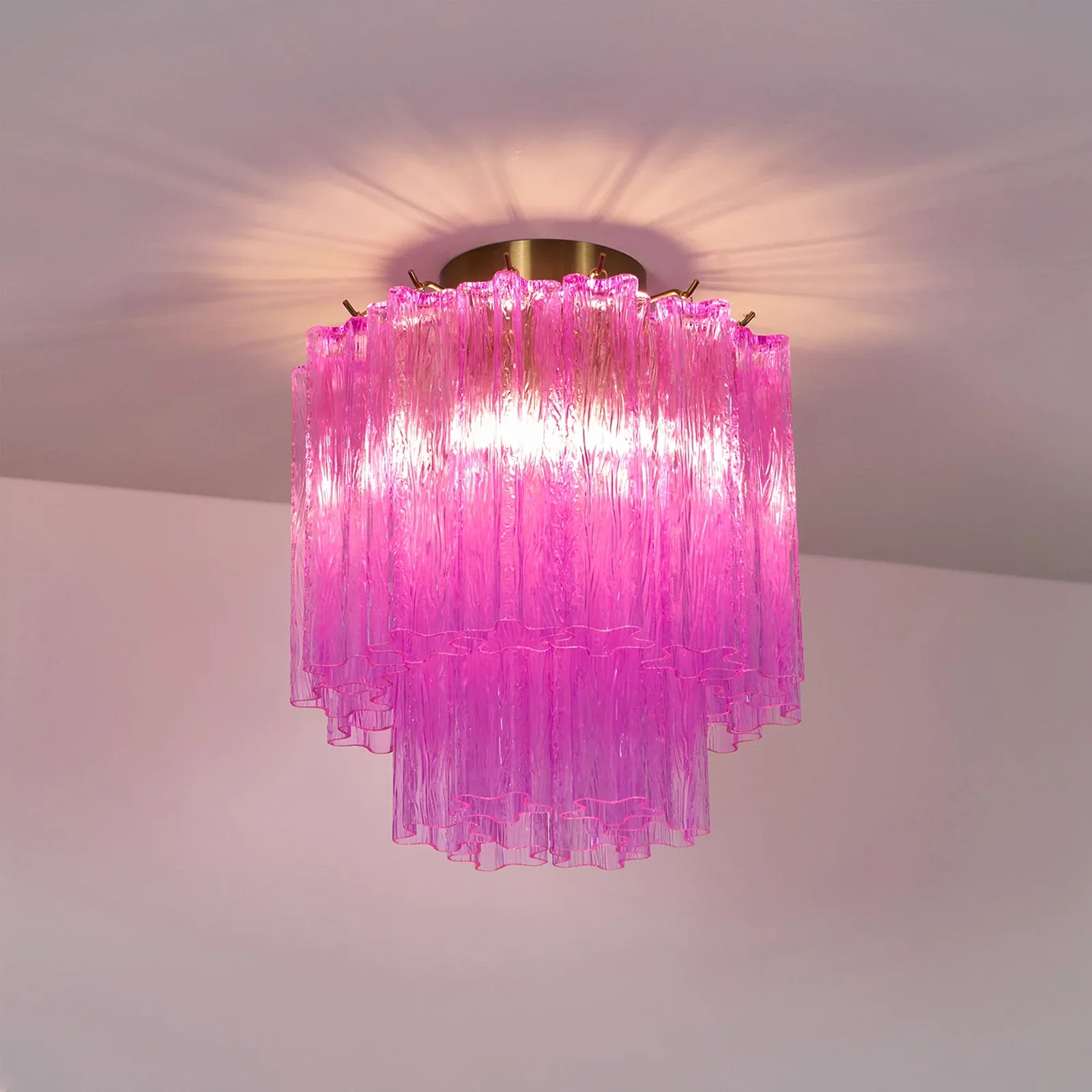 Purple Glass Tubes Murano Ceiling Lamp - Image 3