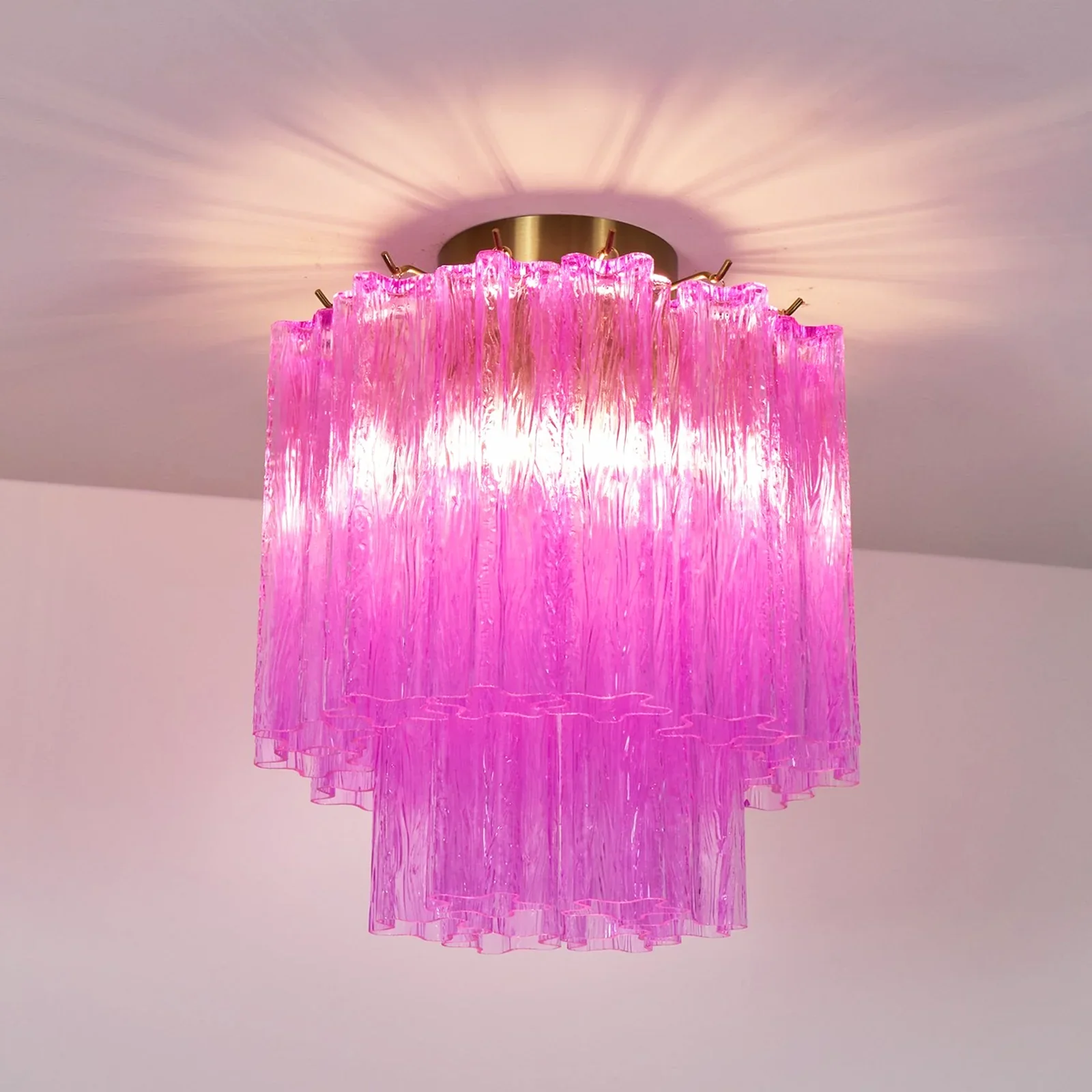 Purple Glass Tubes Murano Ceiling Lamp - Image 7