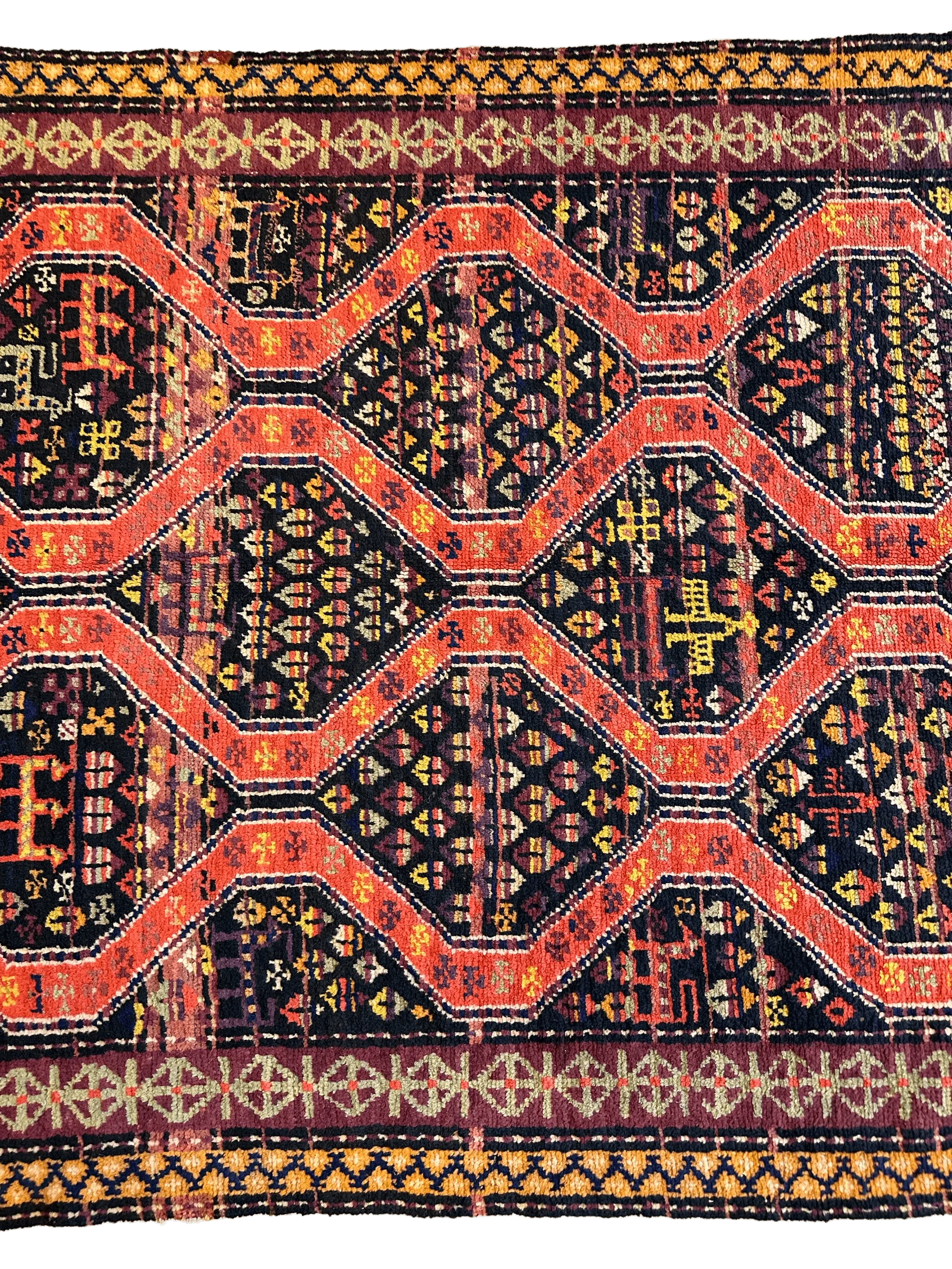 Rare Antique Handmade Caucasian Kazak Rug 4’ x 9’ - Image 2
