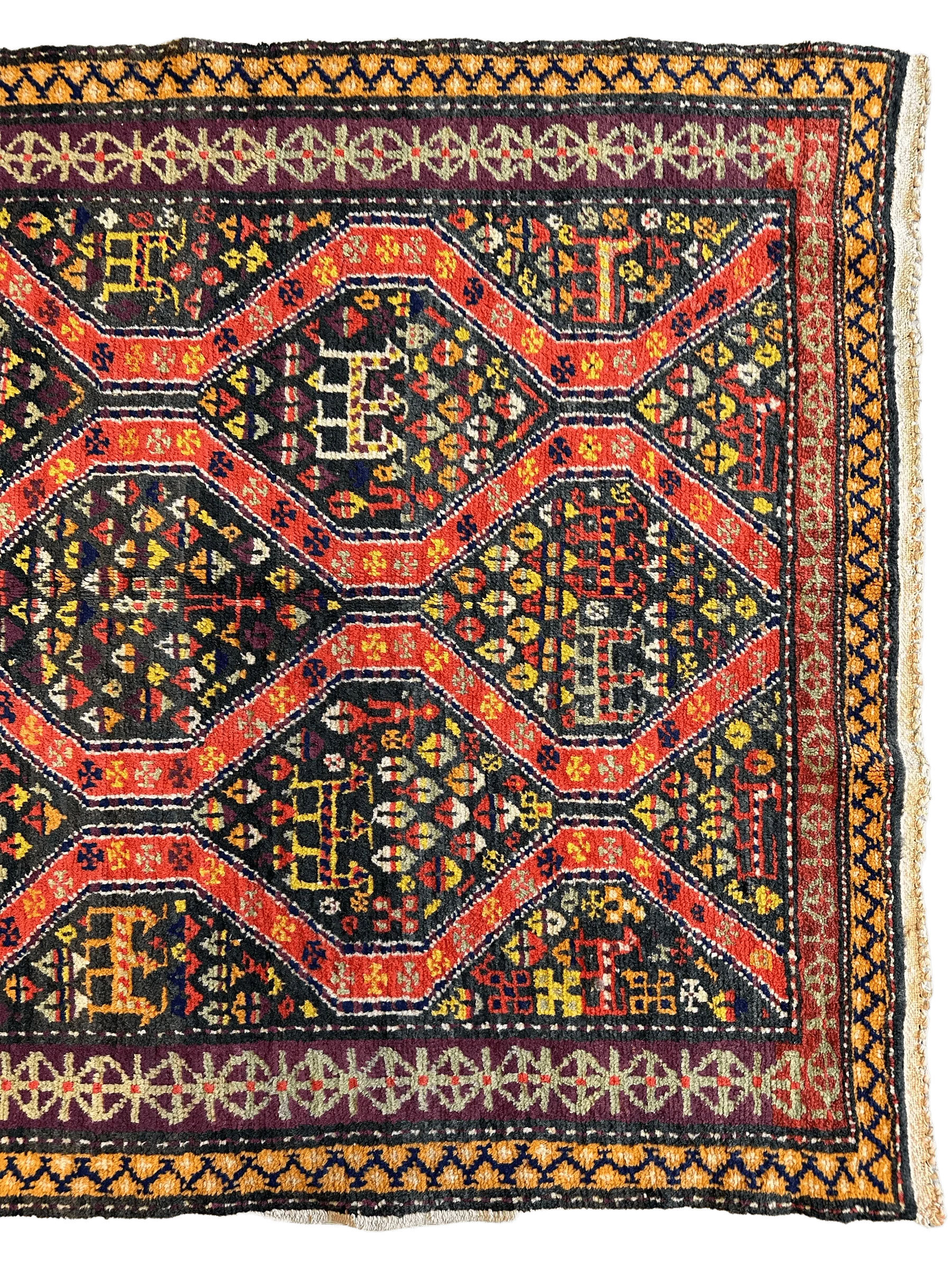 Rare Antique Handmade Caucasian Kazak Rug 4’ x 9’ - Image 3