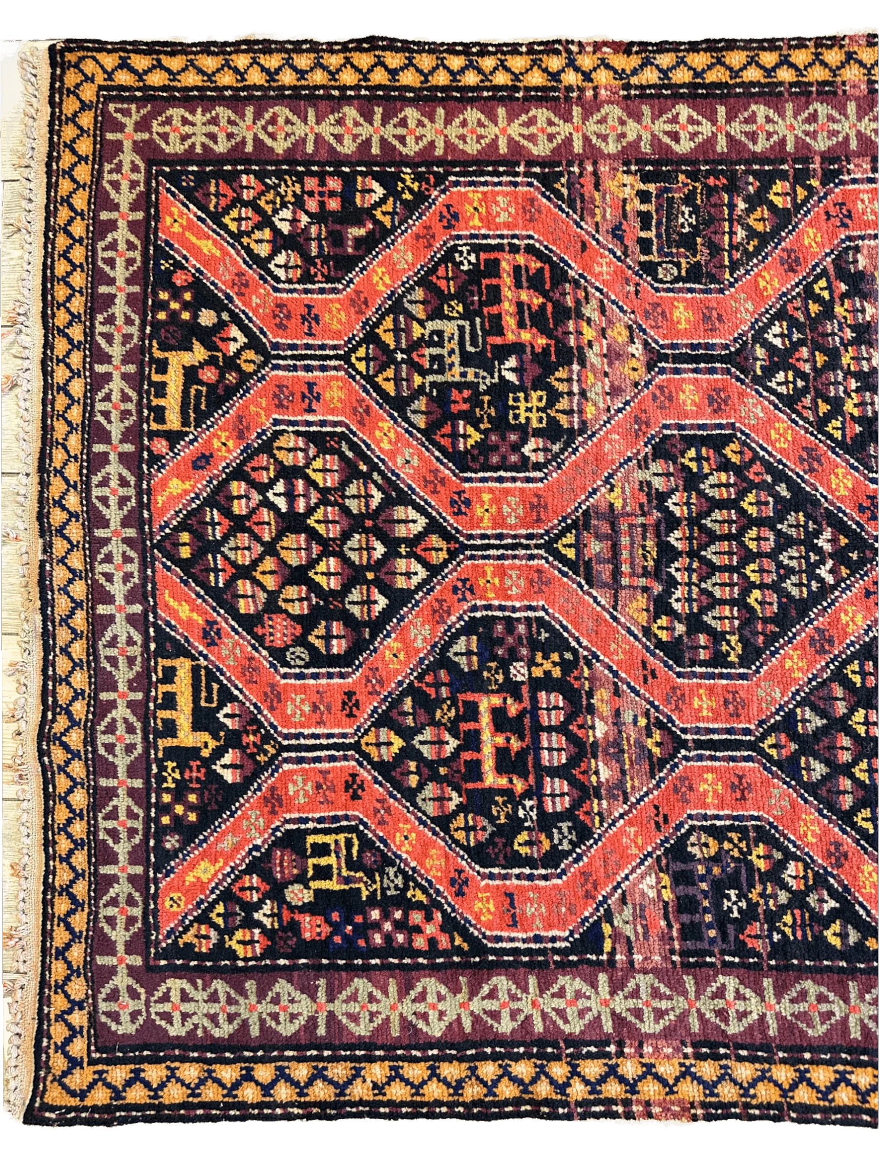 Rare Antique Handmade Caucasian Kazak Rug 4’ x 9’ - Image 4