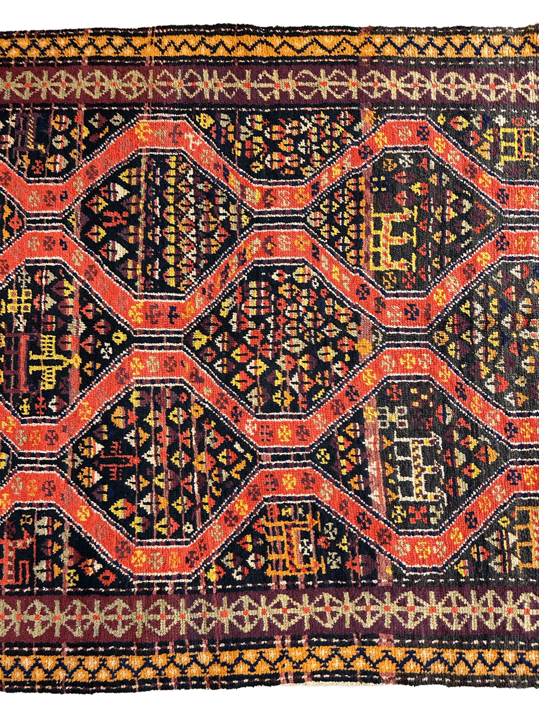 Rare Antique Handmade Caucasian Kazak Rug 4’ x 9’ - Image 5