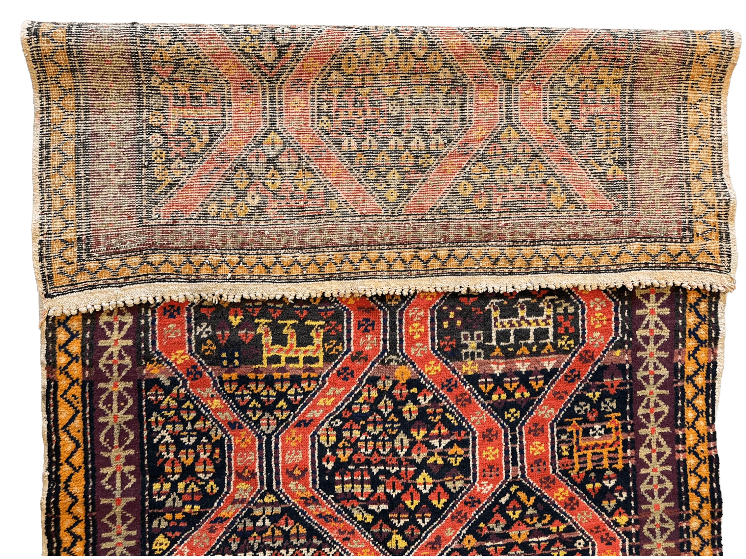Rare Antique Handmade Caucasian Kazak Rug 4’ x 9’ - Image 6