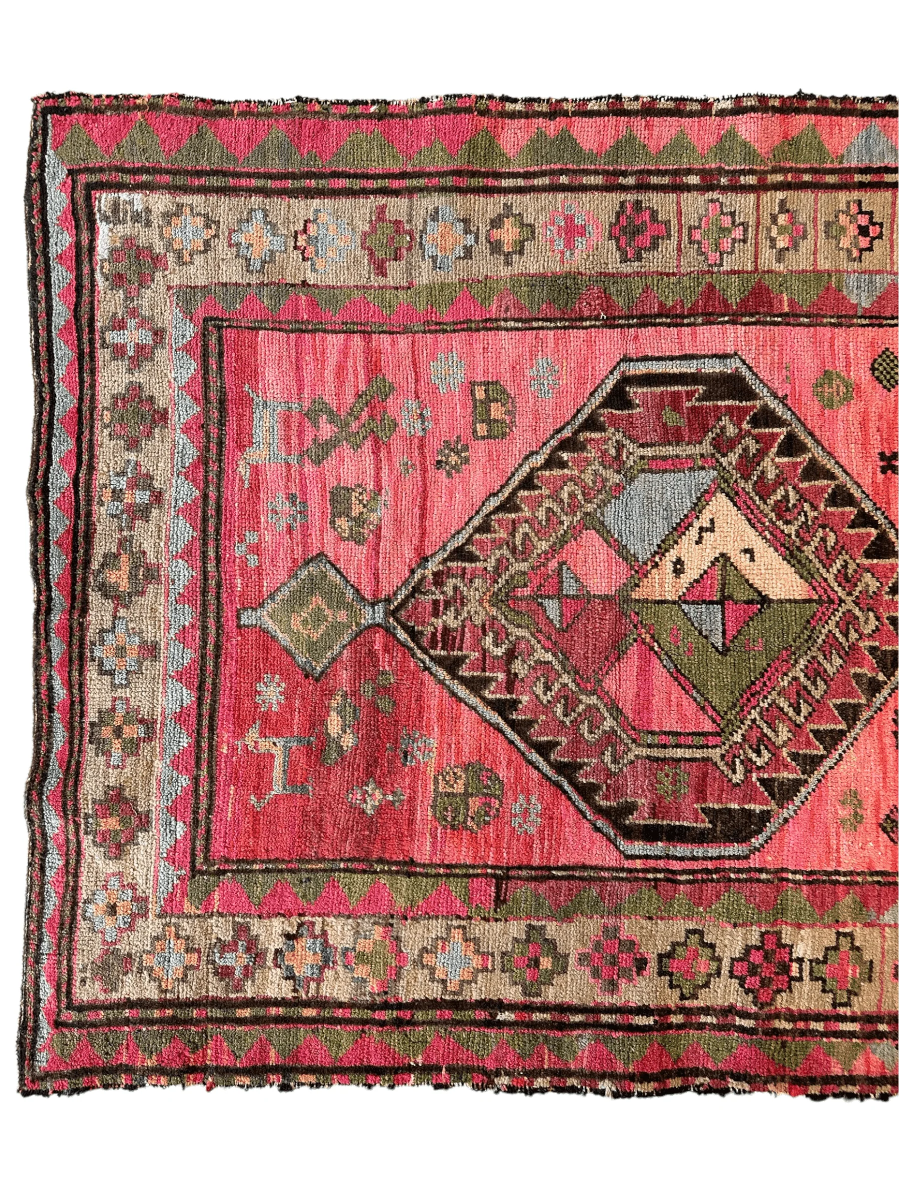 Rare Antique Handmade Caucasian Runner Rug 3’7" x 9’2" - Image 4