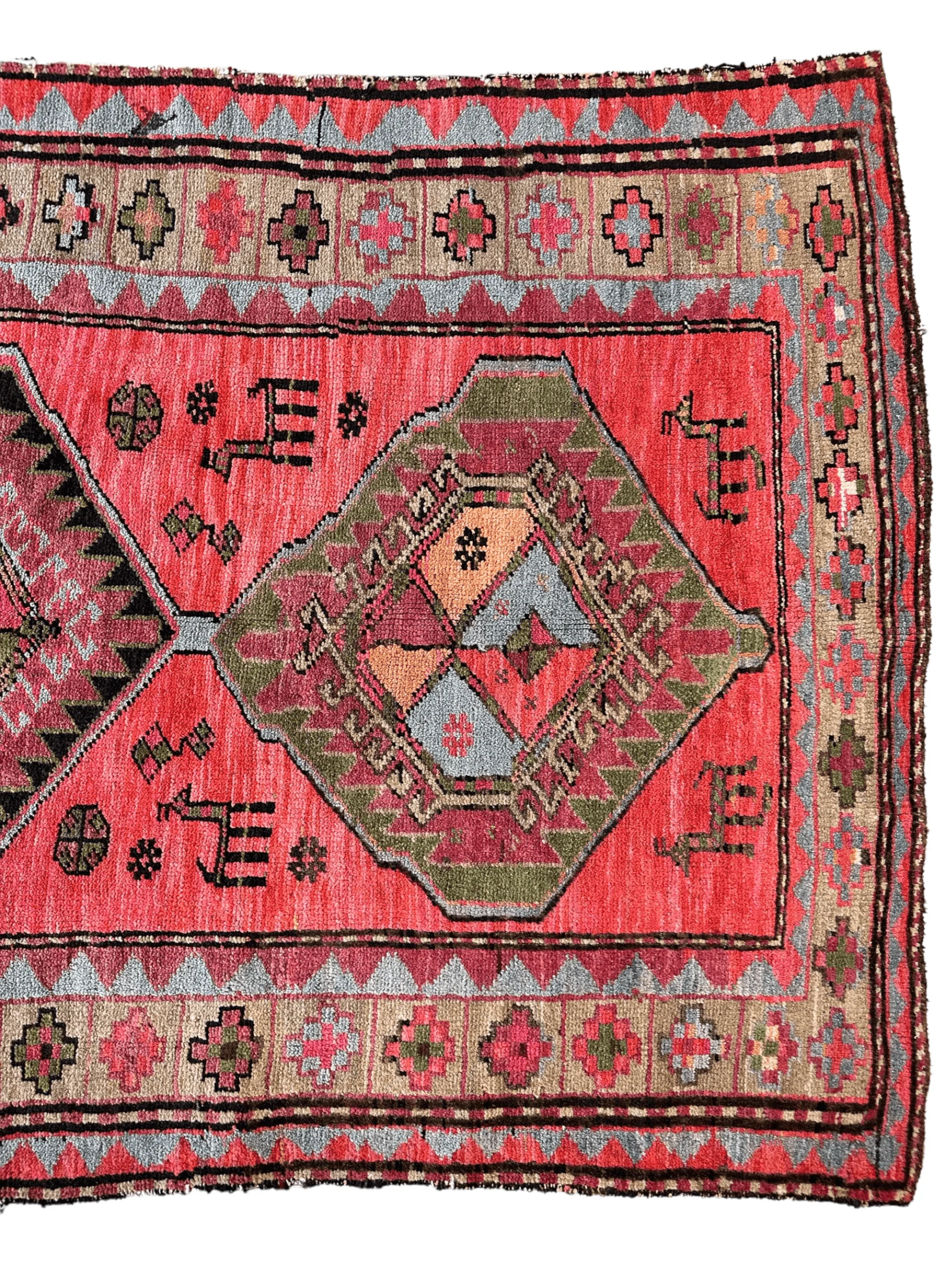 Rare Antique Handmade Caucasian Runner Rug 3’7" x 9’2" - Image 5