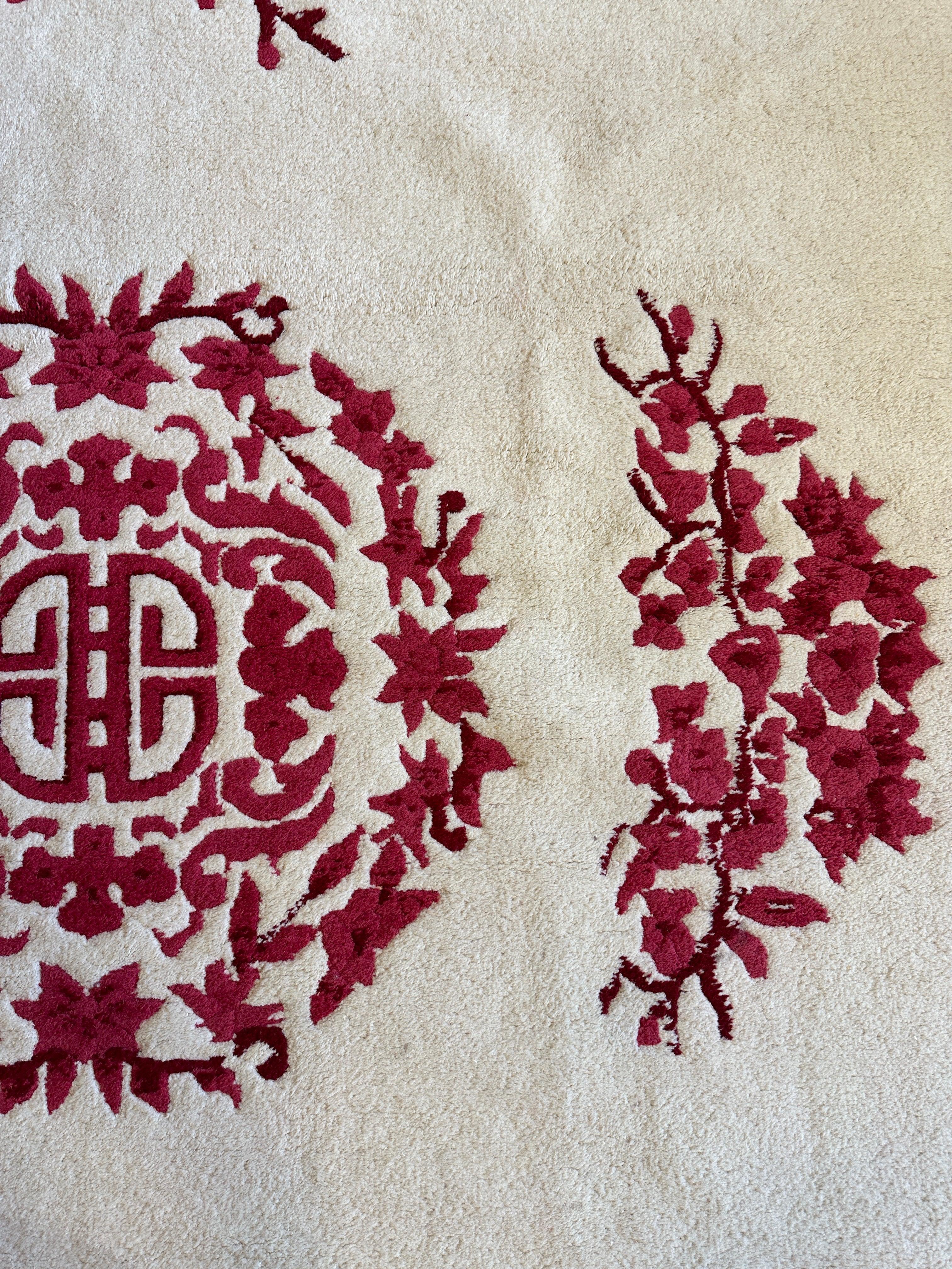 Red & Beige Chinese Art Deco Style Rug 11 x 15 - Image 11
