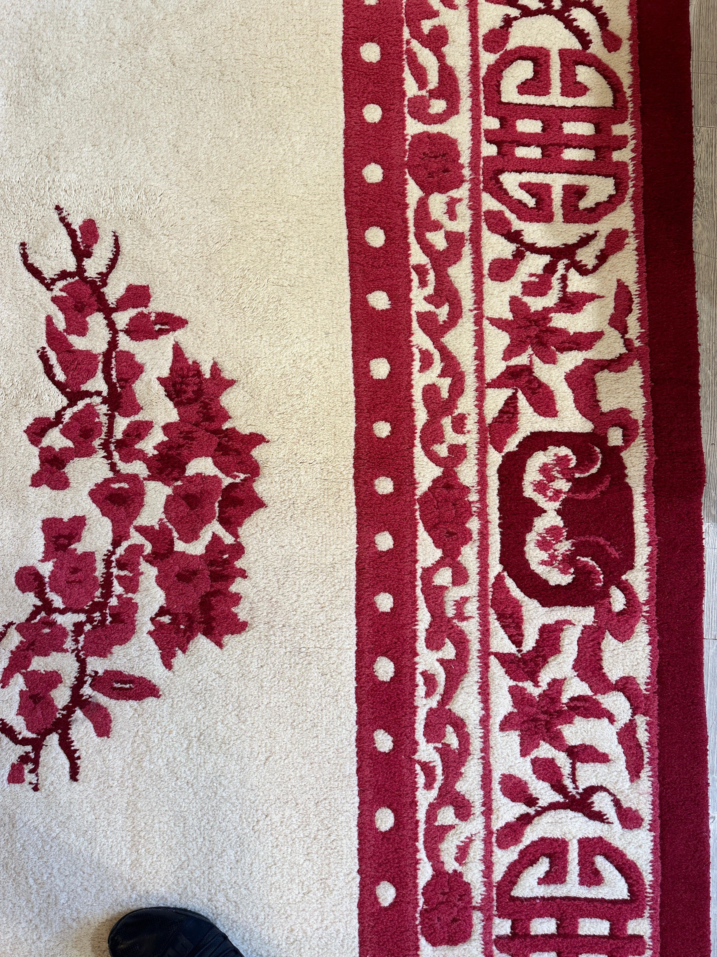 Red & Beige Chinese Art Deco Style Rug 11 x 15 - Image 6