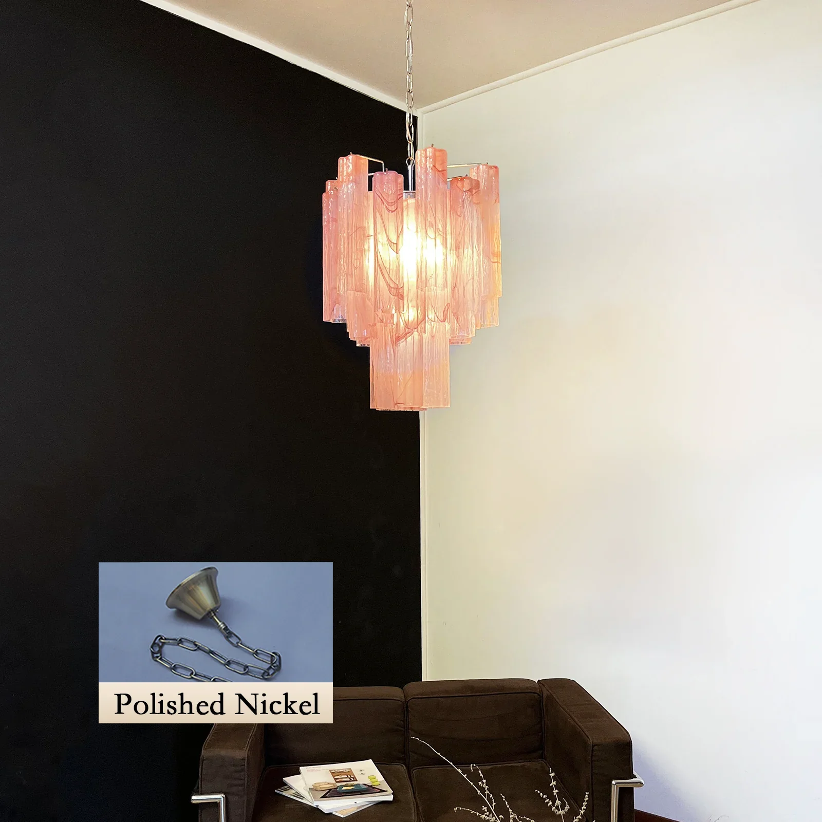 Red Murano Glass Tube Chandelier - Image 13
