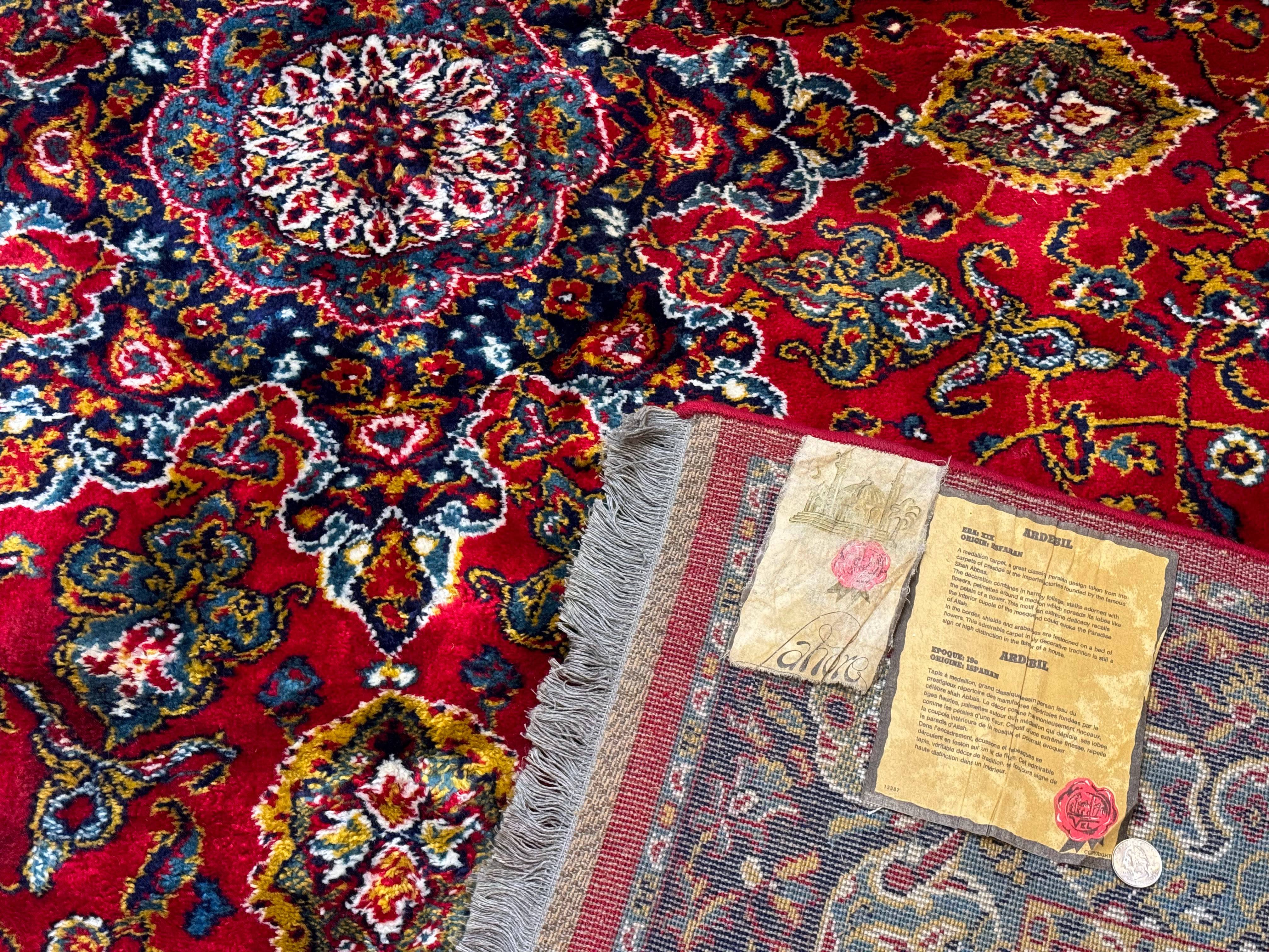 Red Persian Rug 6x9, Medallion Carpet, Ardebil Design, Vintage Belgium Power Loomed Carpet - Image 10