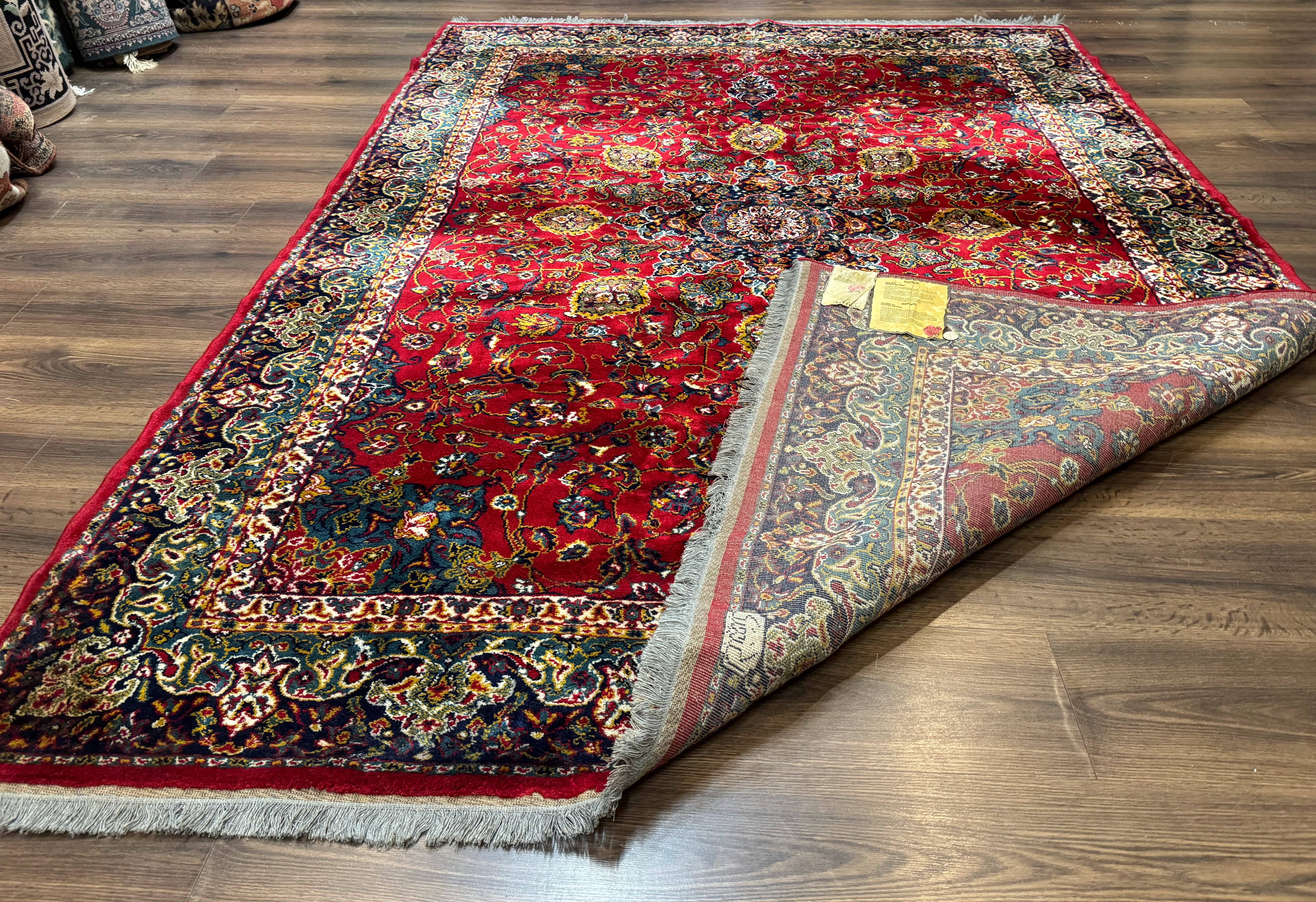 Red Persian Rug 6x9, Medallion Carpet, Ardebil Design, Vintage Belgium Power Loomed Carpet - Image 11