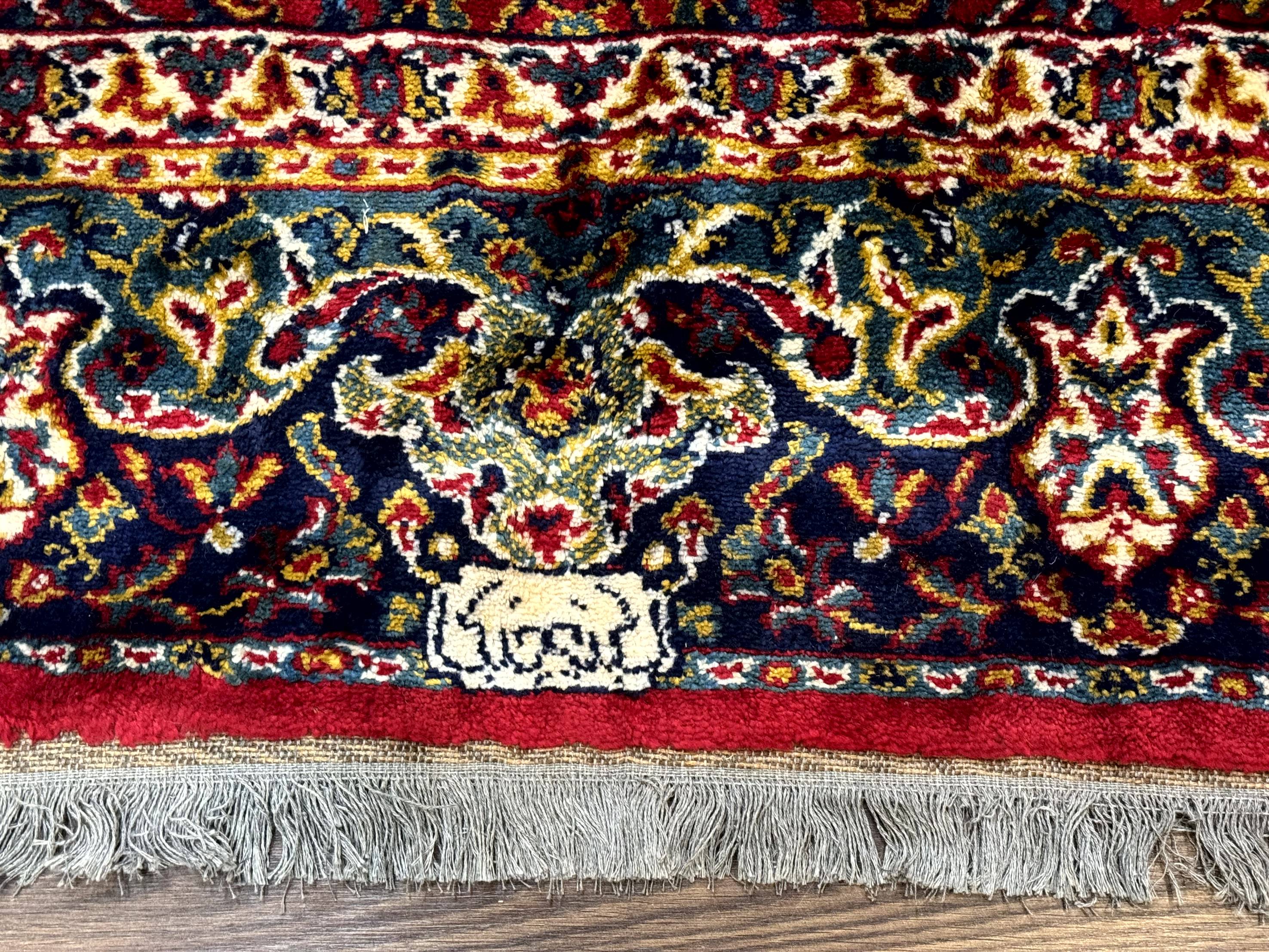 Red Persian Rug 6x9, Medallion Carpet, Ardebil Design, Vintage Belgium Power Loomed Carpet - Image 12