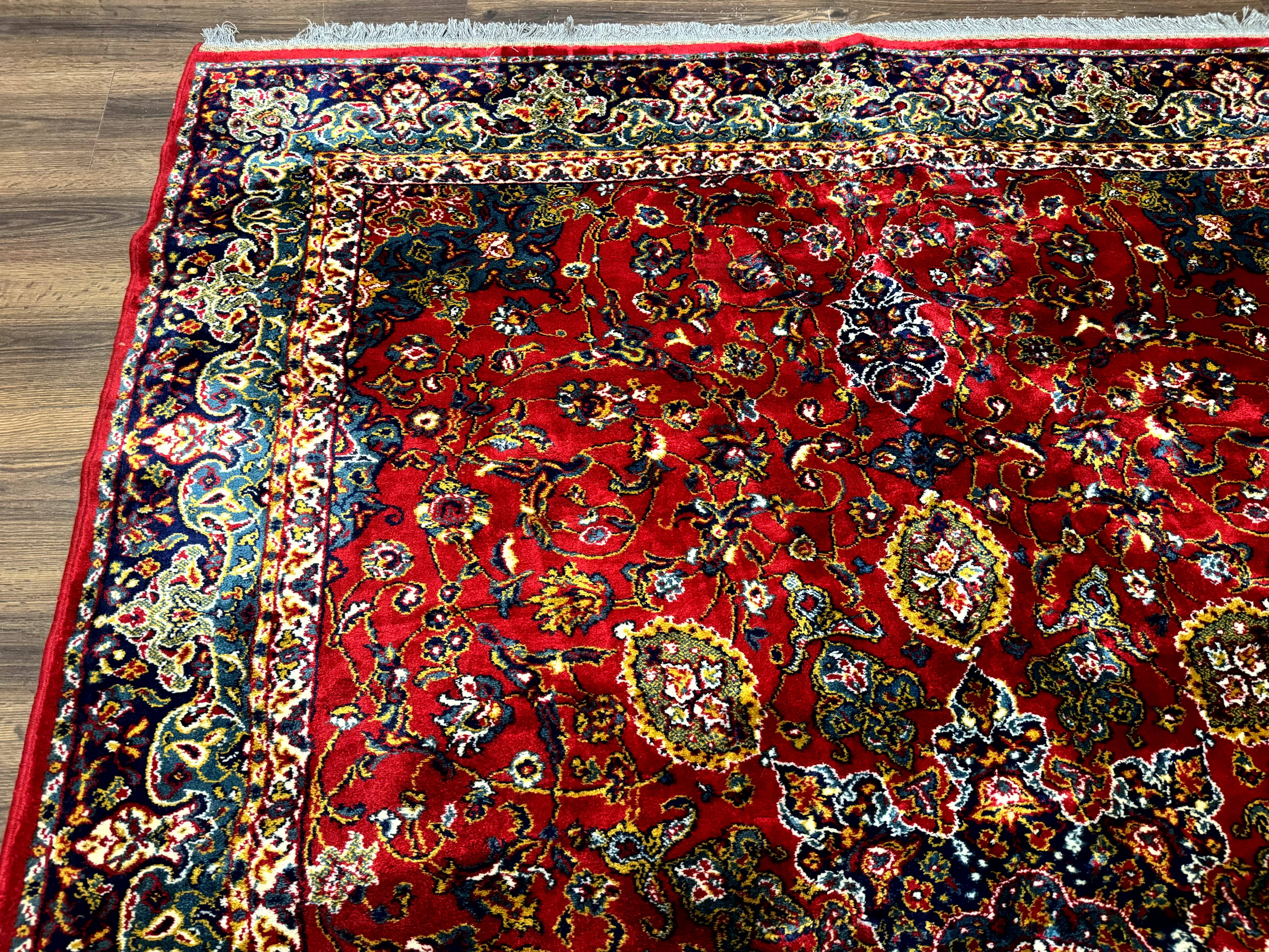 Red Persian Rug 6x9, Medallion Carpet, Ardebil Design, Vintage Belgium Power Loomed Carpet - Image 6