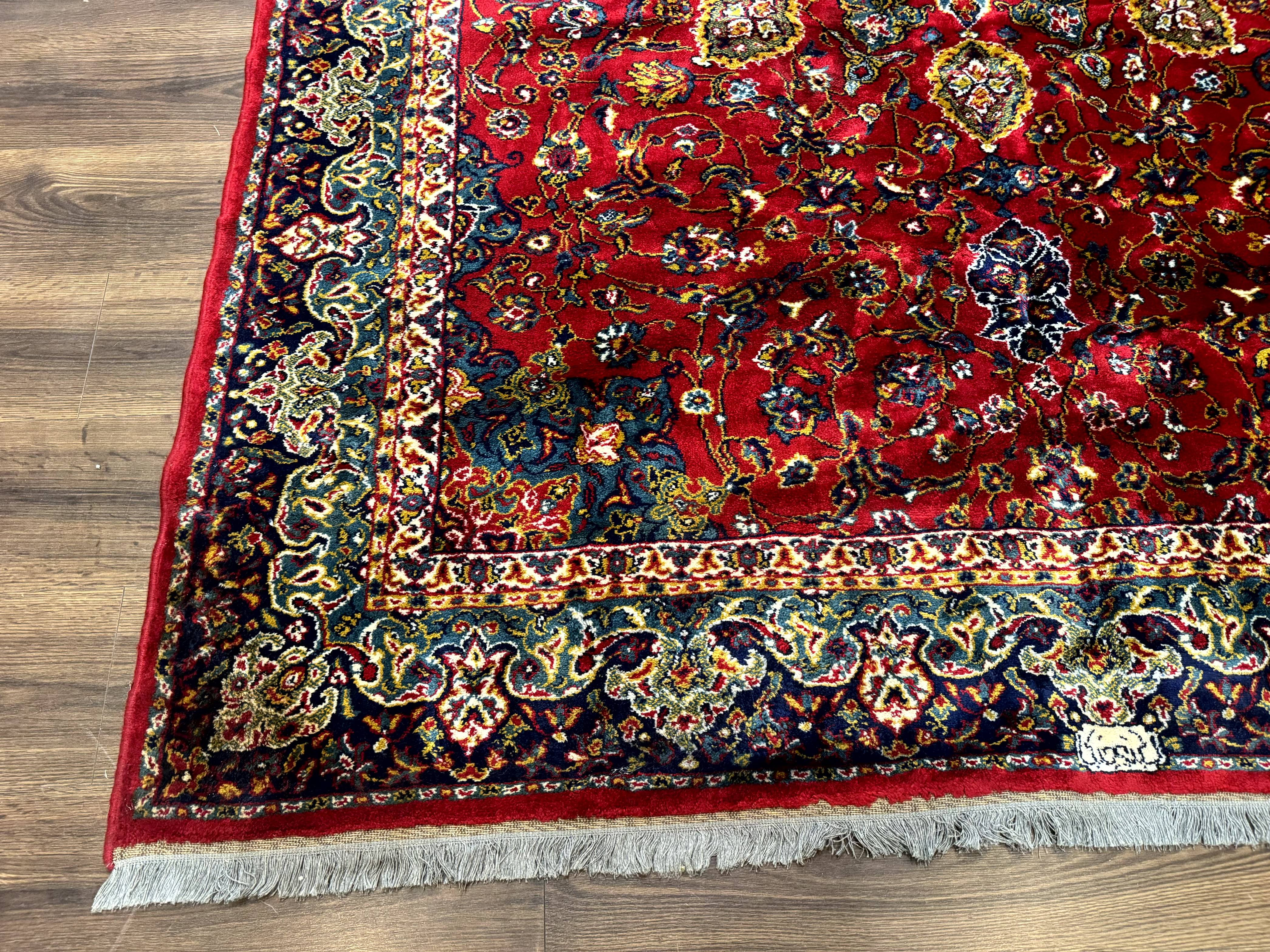 Red Persian Rug 6x9, Medallion Carpet, Ardebil Design, Vintage Belgium Power Loomed Carpet - Image 8