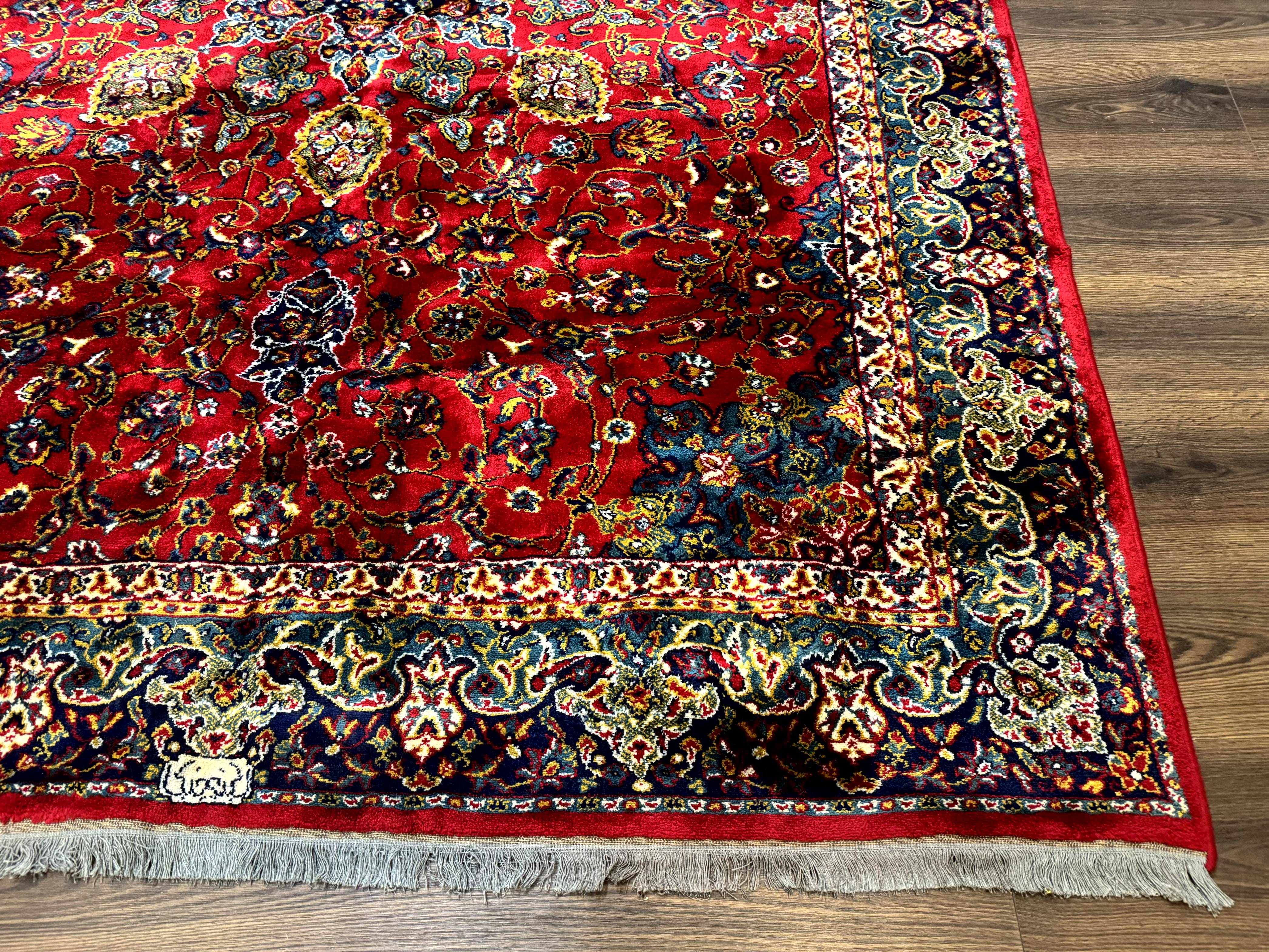 Red Persian Rug 6x9, Medallion Carpet, Ardebil Design, Vintage Belgium Power Loomed Carpet - Image 9