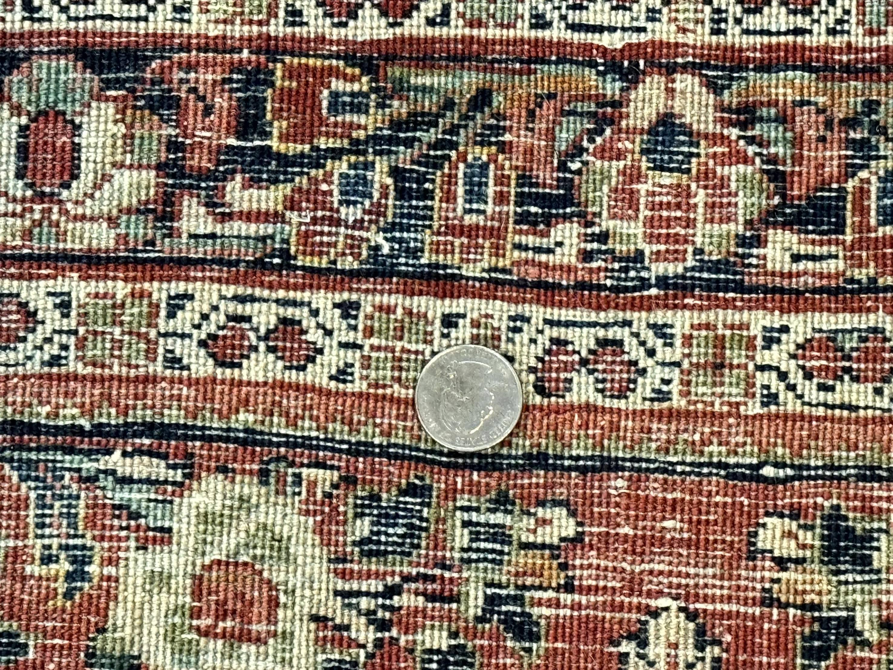 Red Persian Sarouk Rug 3 x 5.8, Antique Wool Carpet, 210 KPSI - Image 10