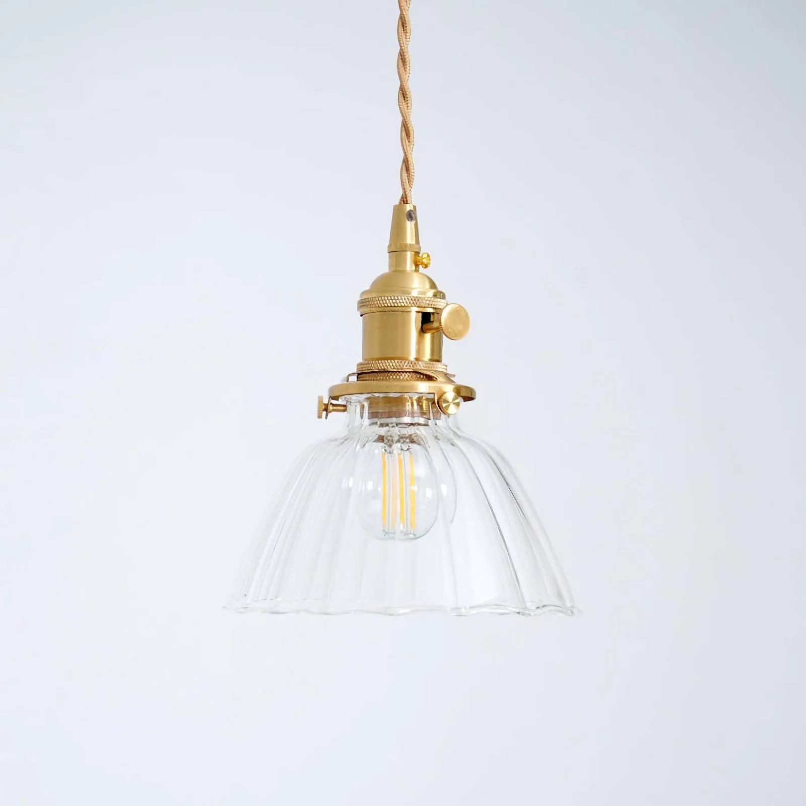 Retro Ribbed Glass Pendant Light - Image 6