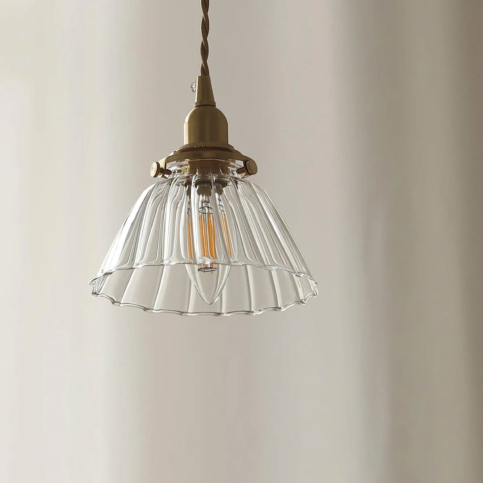 Retro Ribbed Glass Pendant Light - Image 8