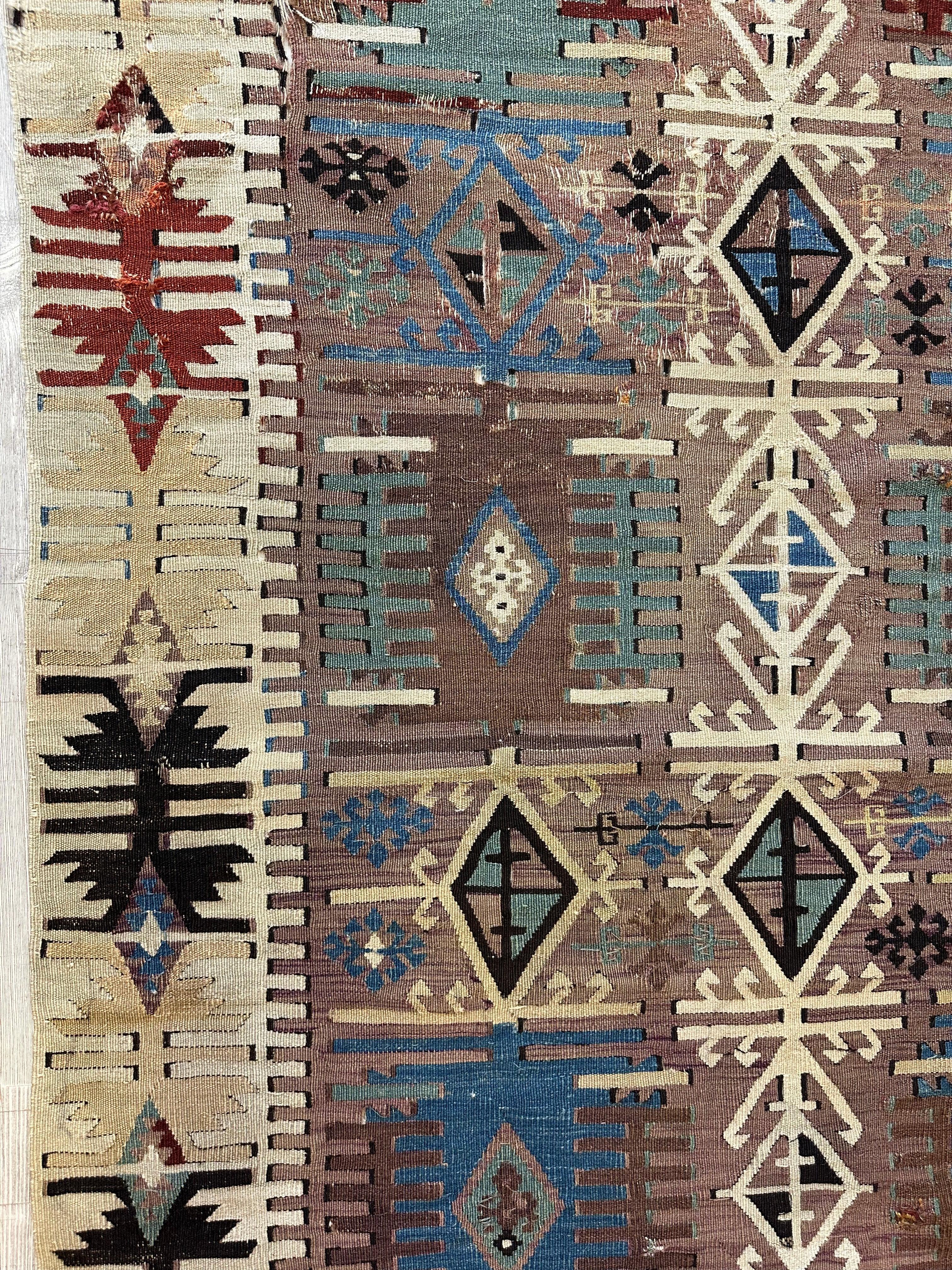 Reyhanli Anatolian 19th C Antique One Of A Kind Kilim Rug 5’ x 8’3” - Image 10