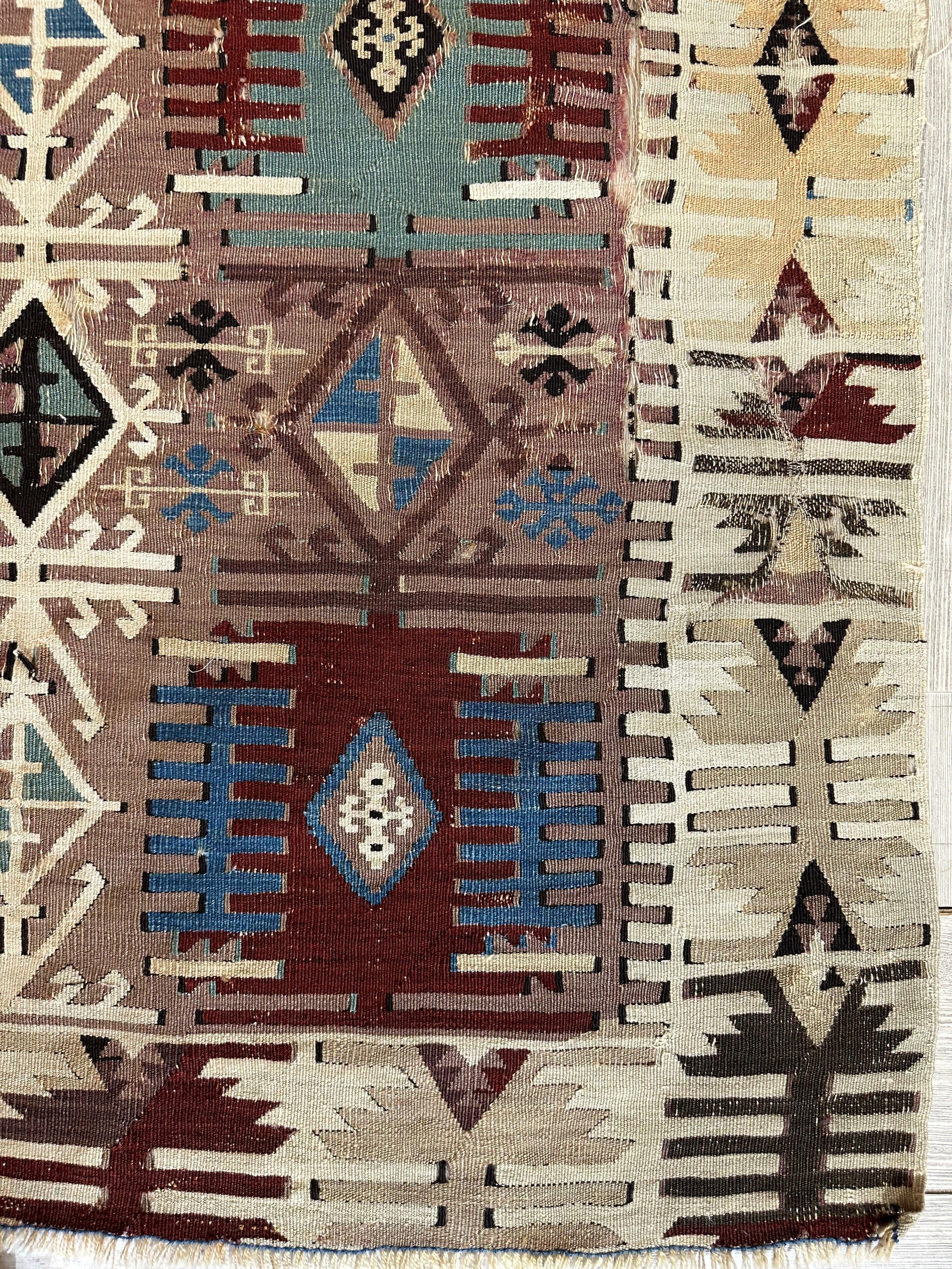 Reyhanli Anatolian 19th C Antique One Of A Kind Kilim Rug 5’ x 8’3” - Image 17