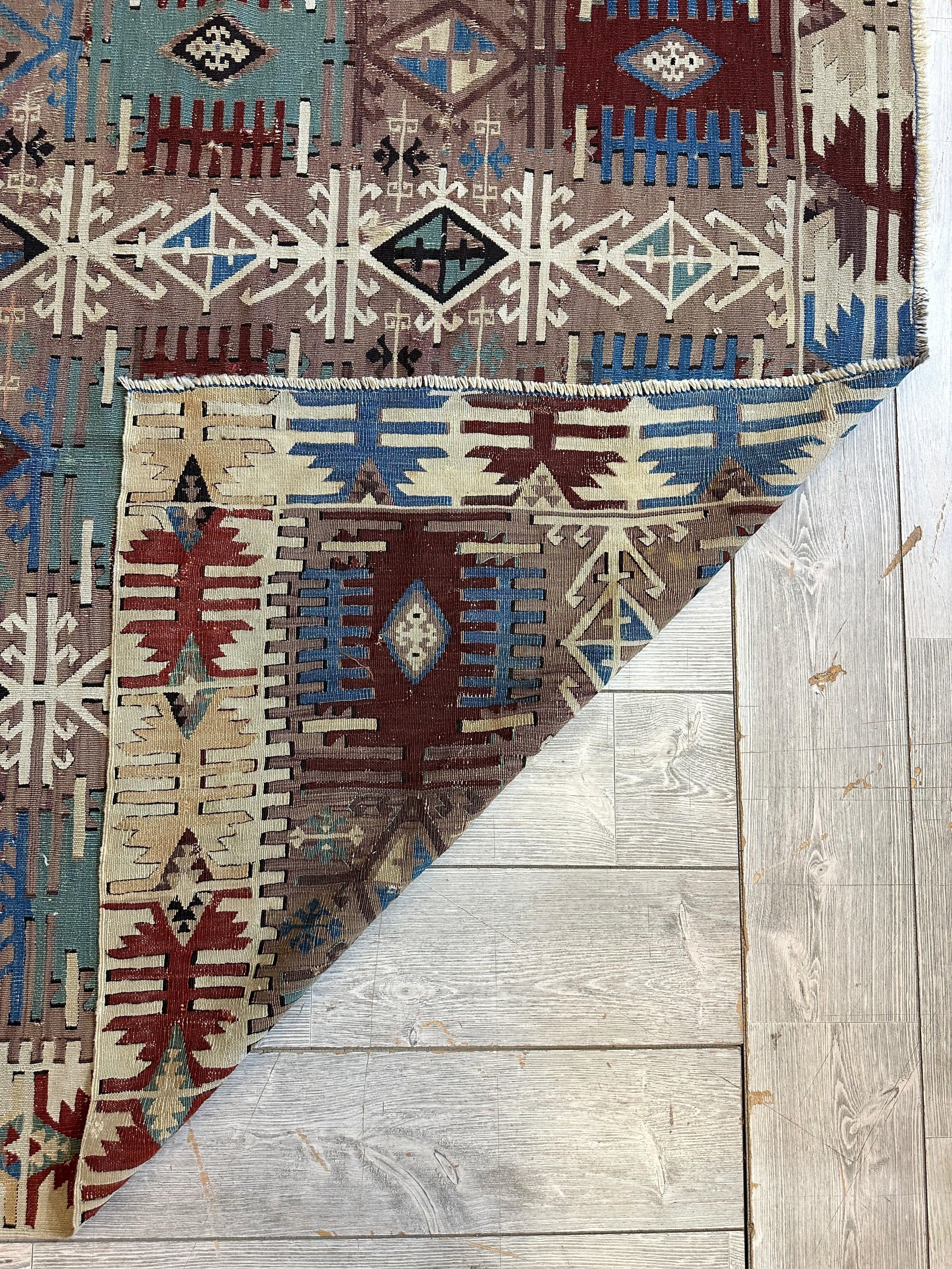 Reyhanli Anatolian 19th C Antique One Of A Kind Kilim Rug 5’ x 8’3” - Image 19