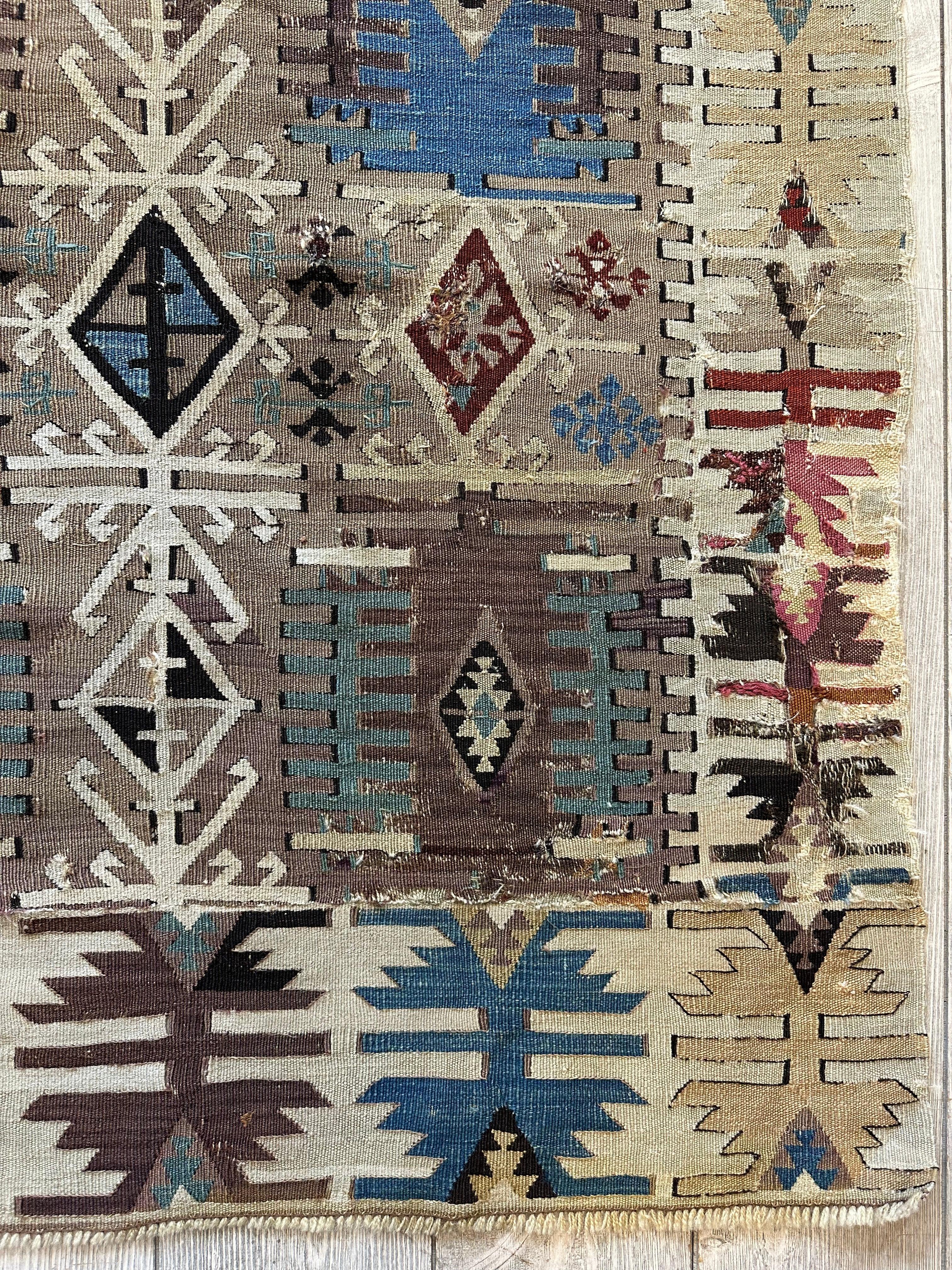 Reyhanli Anatolian 19th C Antique One Of A Kind Kilim Rug 5’ x 8’3” - Image 3