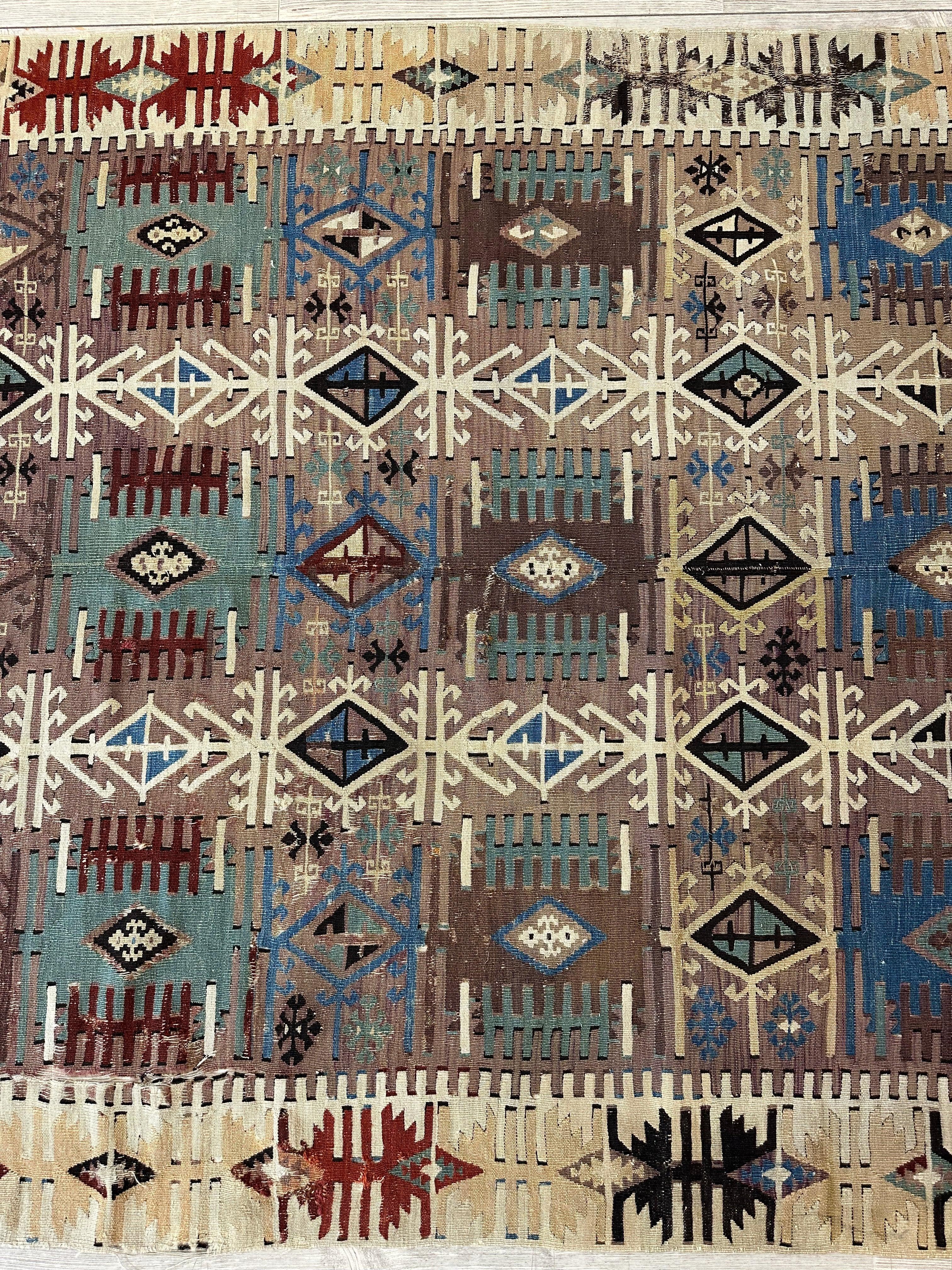 Reyhanli Anatolian 19th C Antique One Of A Kind Kilim Rug 5’ x 8’3” - Image 5