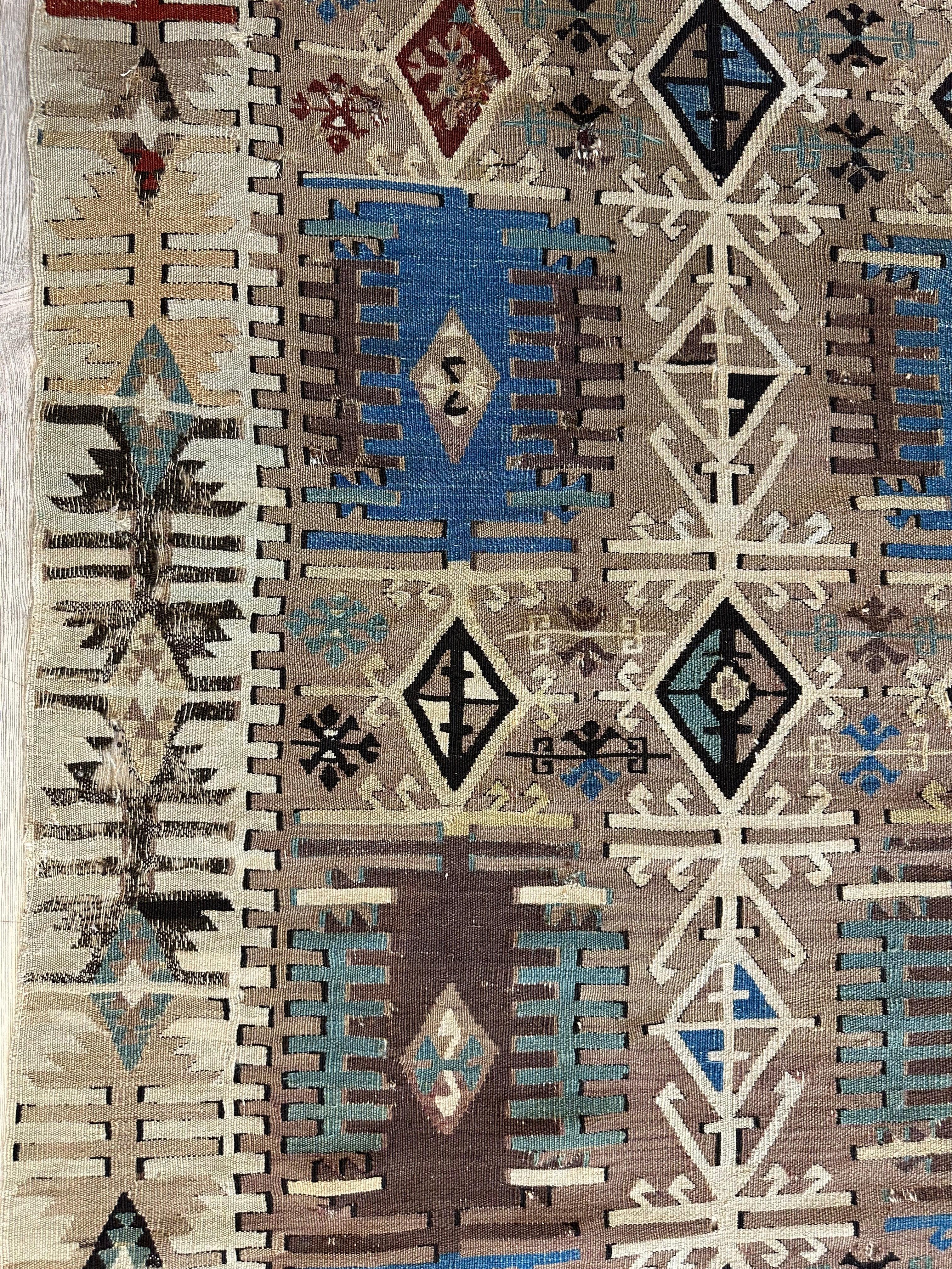 Reyhanli Anatolian 19th C Antique One Of A Kind Kilim Rug 5’ x 8’3” - Image 6