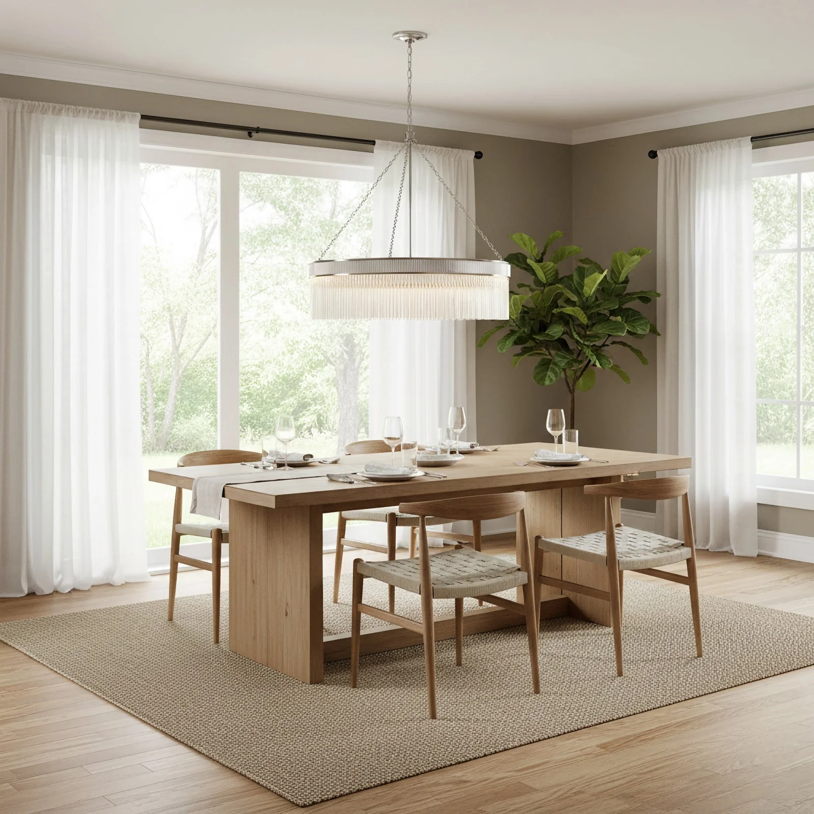 Ribbed Glass Ring Chandelier - Image 4
