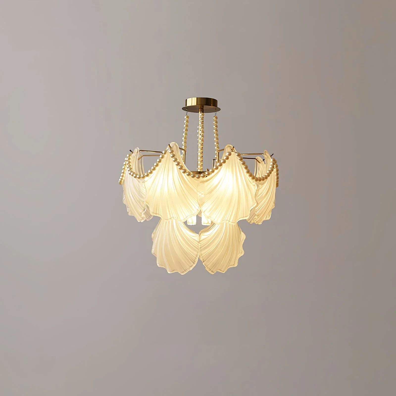 Ribbed Glass Shell Pendant Chandelier - Image 29